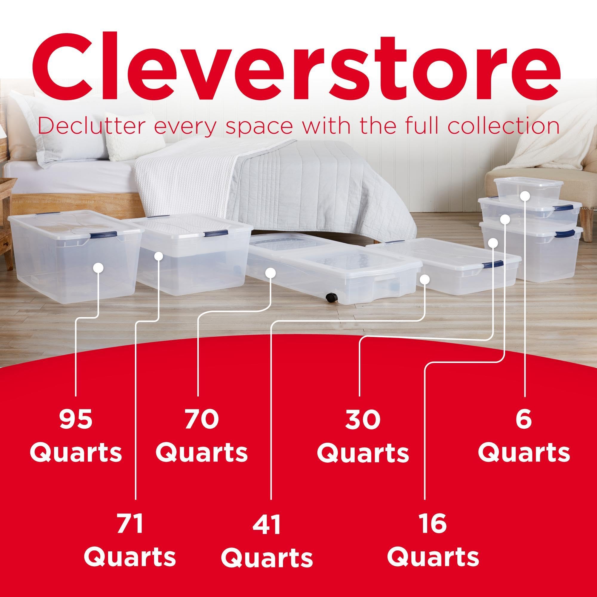 Rubbermaid Cleverstore interior con decoraciones para fácil identificación sin abrir
