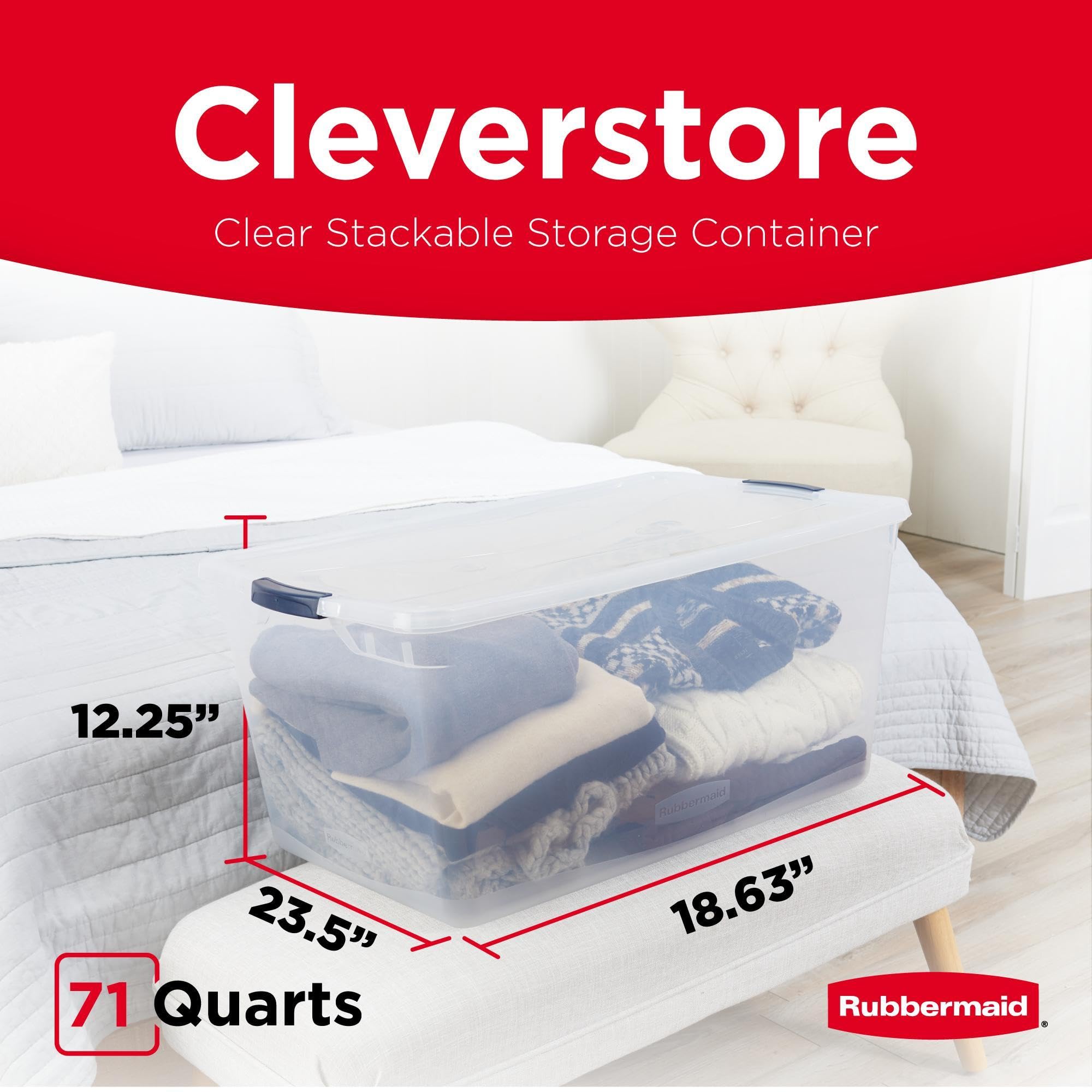 Rubbermaid Cleverstore detalle de la tapa con cierre que asegura protección contra polvo