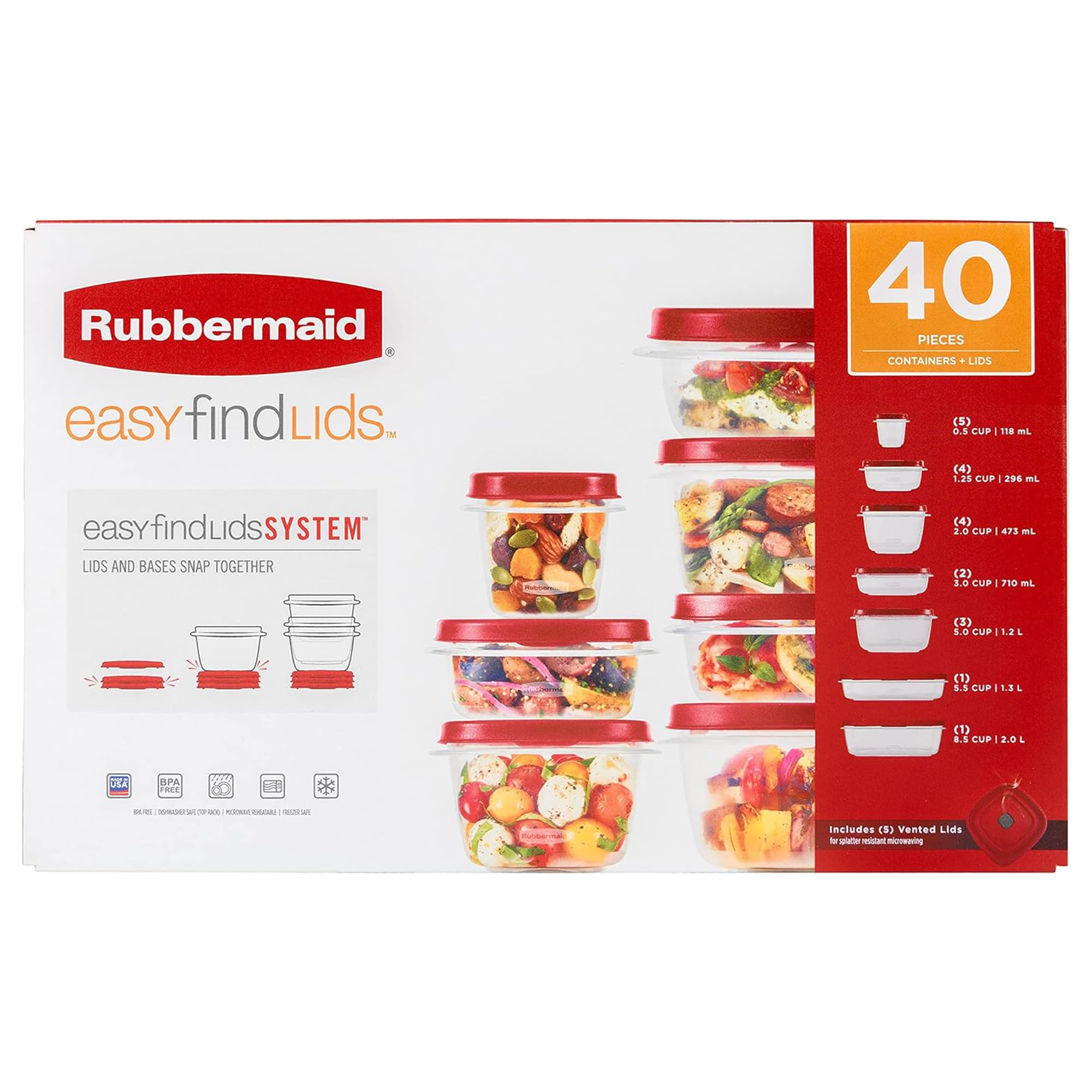 Rubbermaid comparación de tamaños para elegir porciones y almacenamiento eficiente