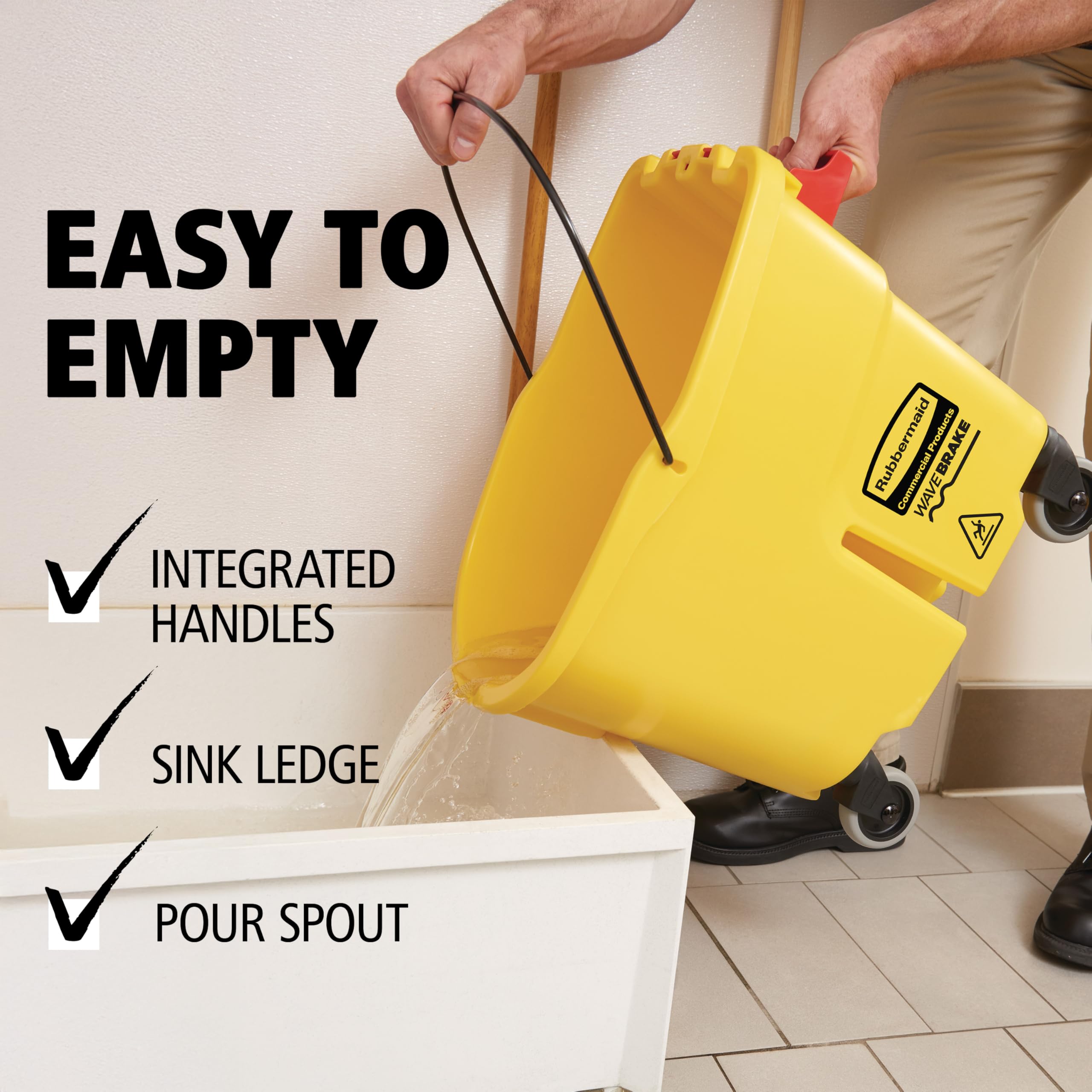 Rubbermaid asas laterales integradas que facilitan levantar y vaciar con seguridad