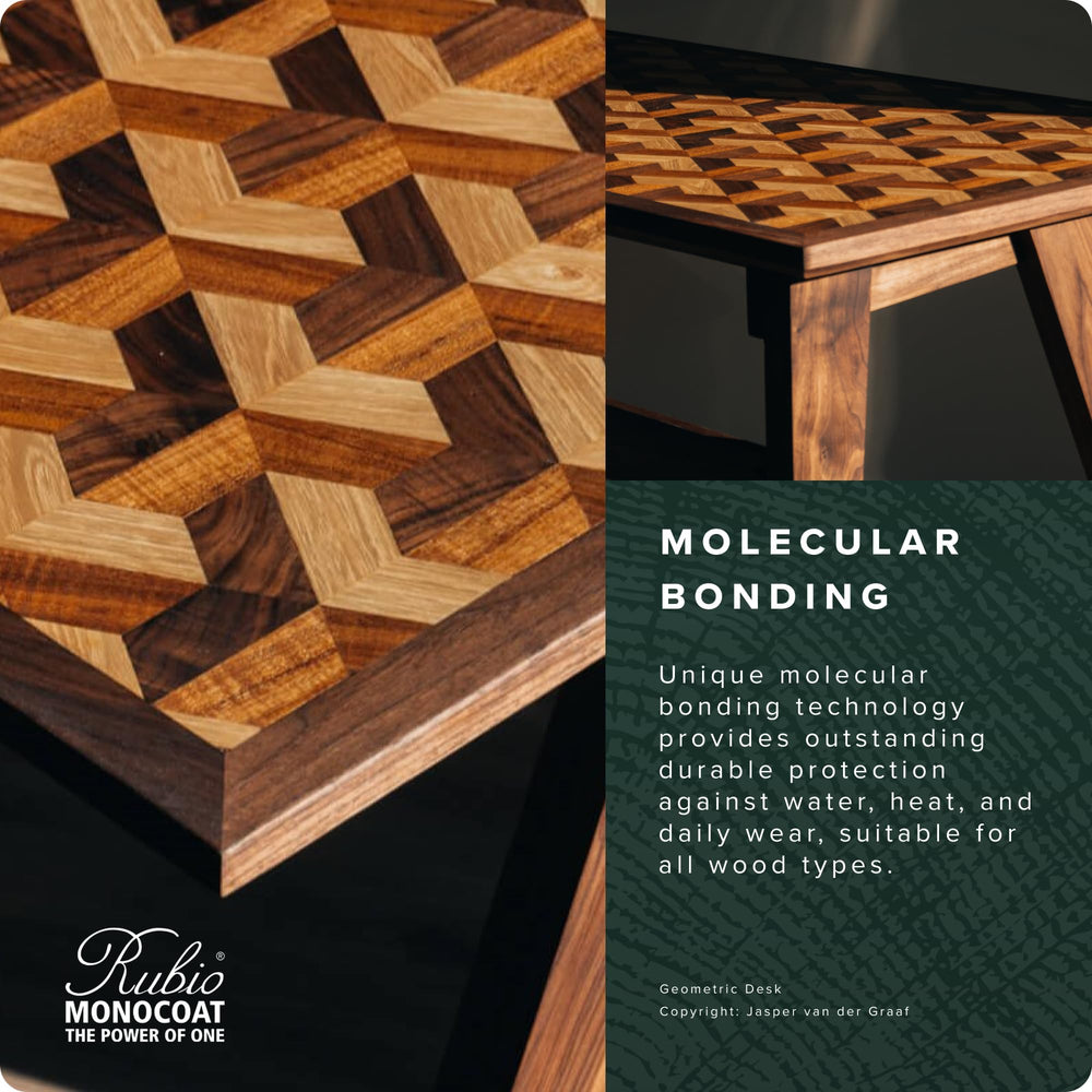 Comparación de tamaño del bote Rubio Monocoat 130 ml junto a mano