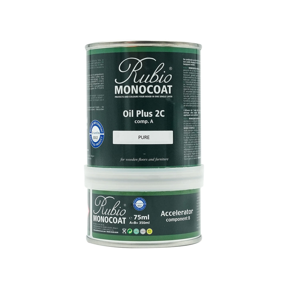 Rubio Monocoat botella Oil Plus 2C mostrando envase y etiqueta, protección rápida