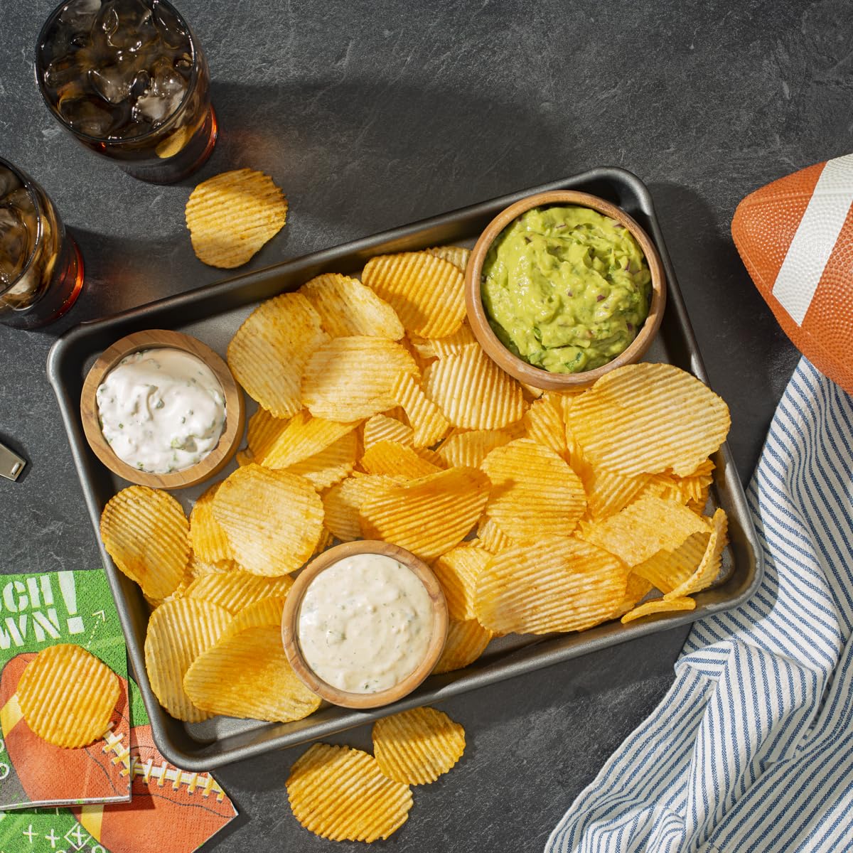 Single-serve Ruffles bag staged in a lunchbox for convenient on-the-go snacking