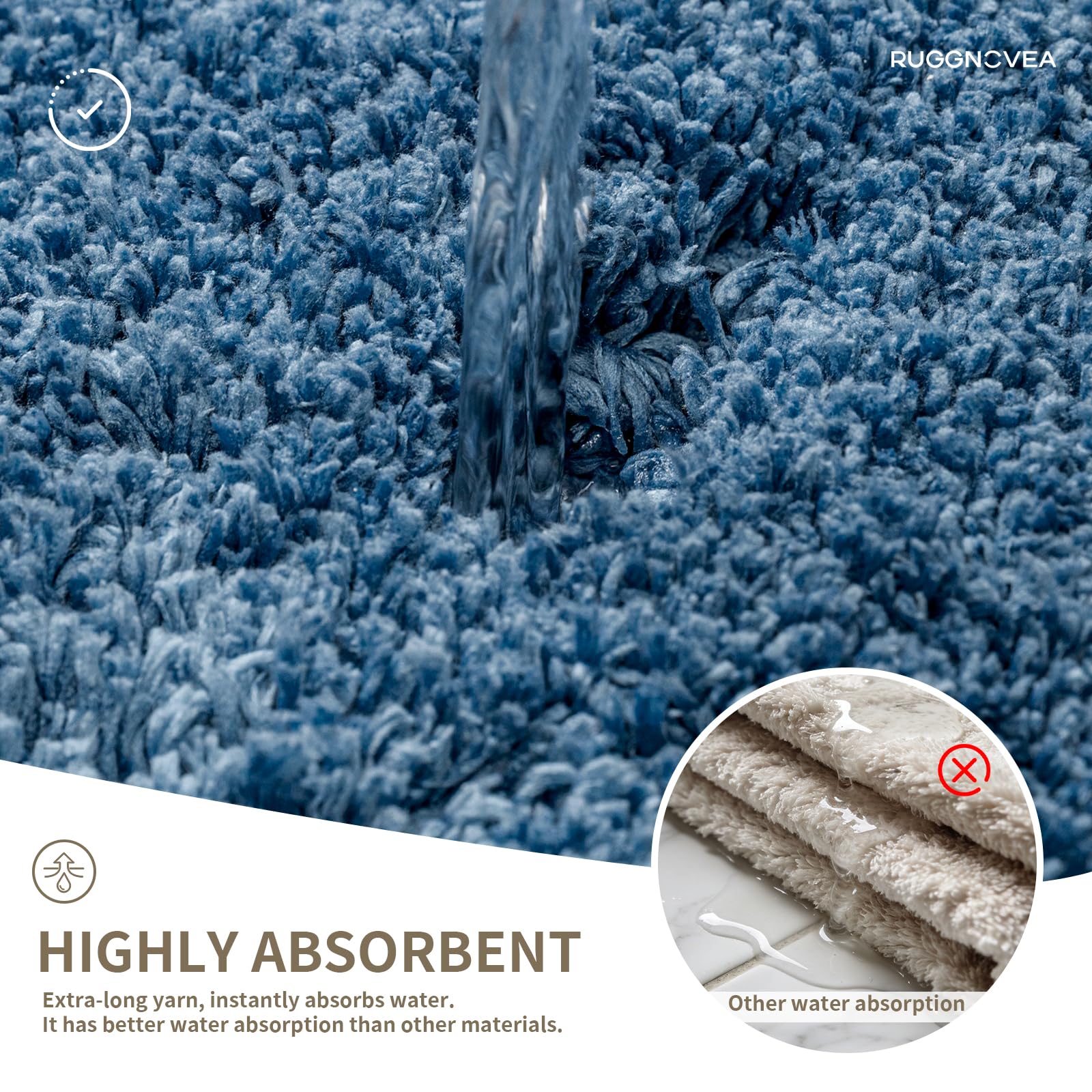 Ruggnovea alfombra en uso frente a la ducha, reduce el riesgo de resbalones tras el baño