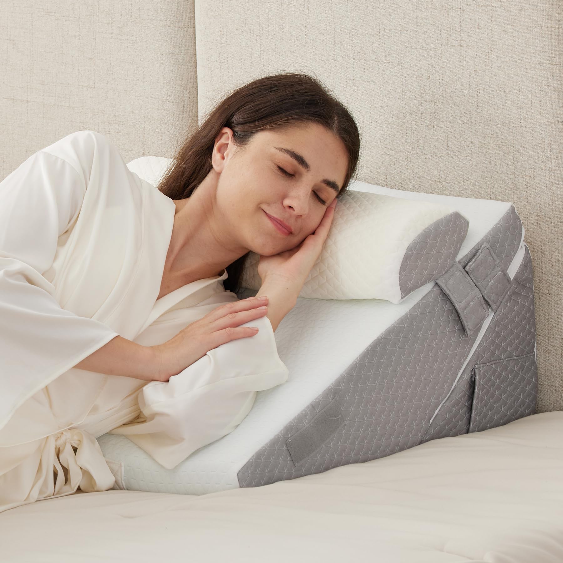 Ruqmuis fundas blanco y gris desmontables listas para lavar y mantener higiene