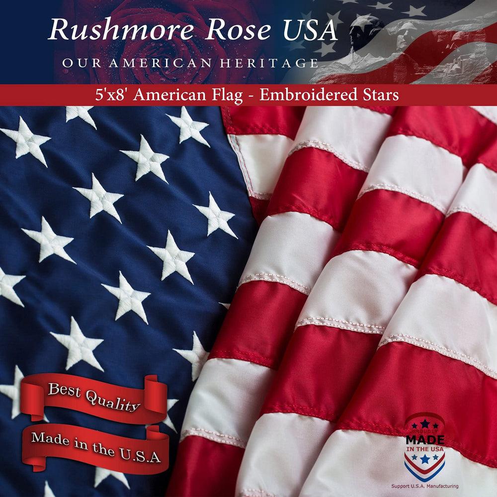 Rushmore Rose USA detalle de estrellas bordadas con acabado duradero