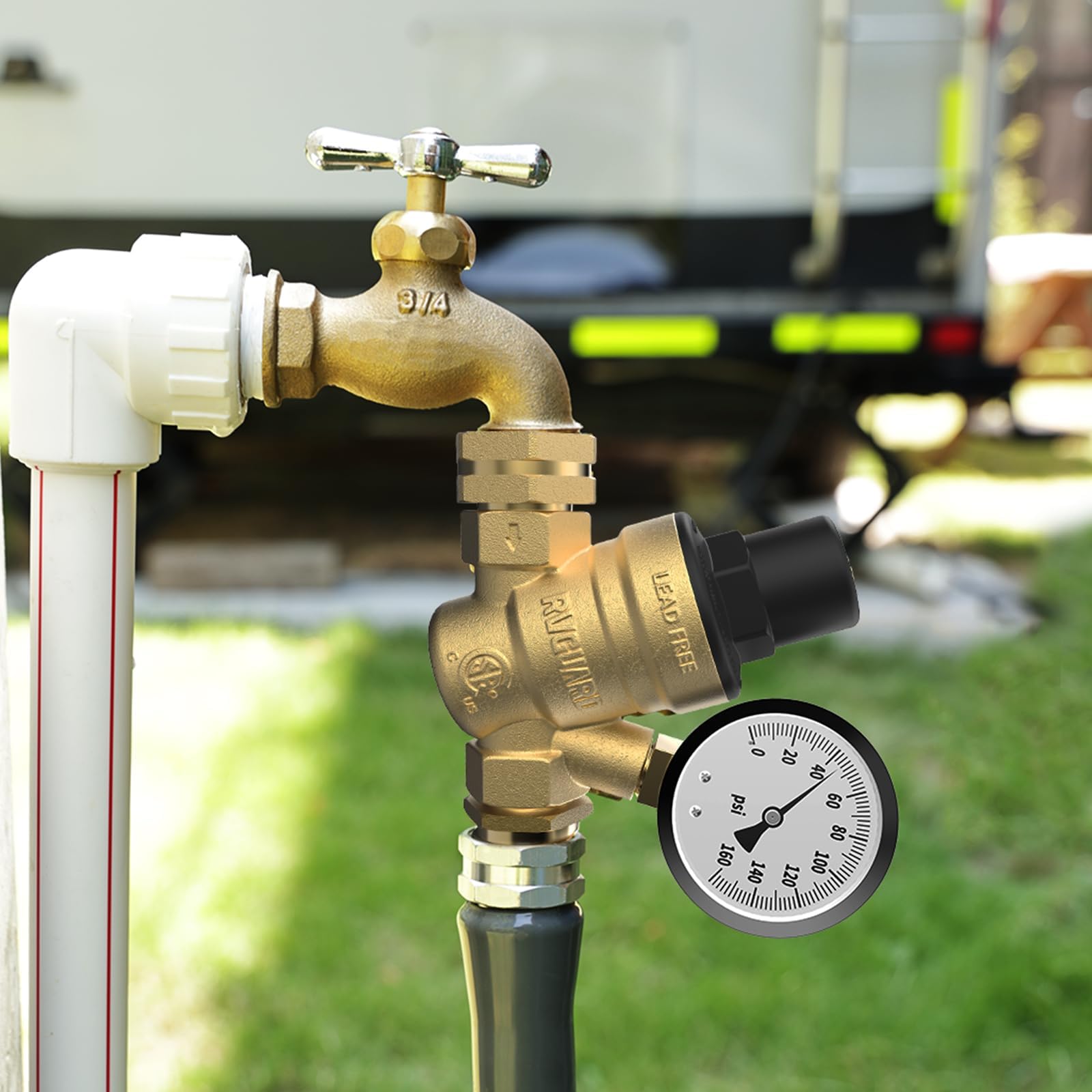 RVGUARD etiqueta CSA y NSF visible que certifica seguridad para agua potable