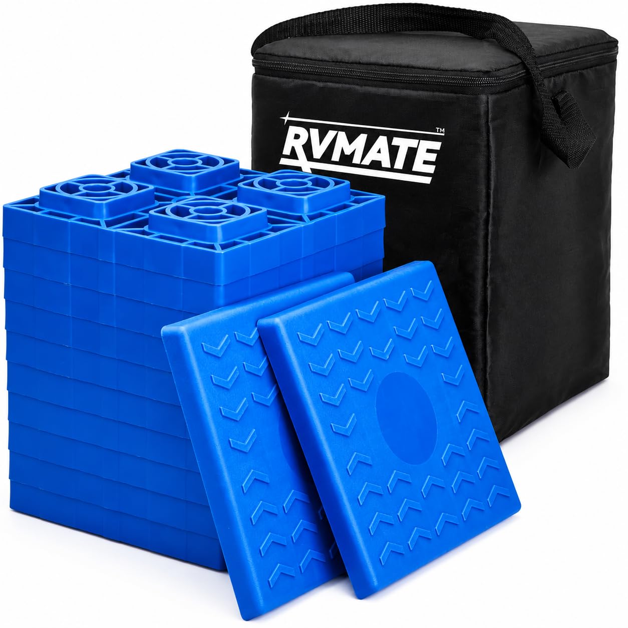 RVMATE vista frontal del paquete completo de bloques niveladores para estabilidad