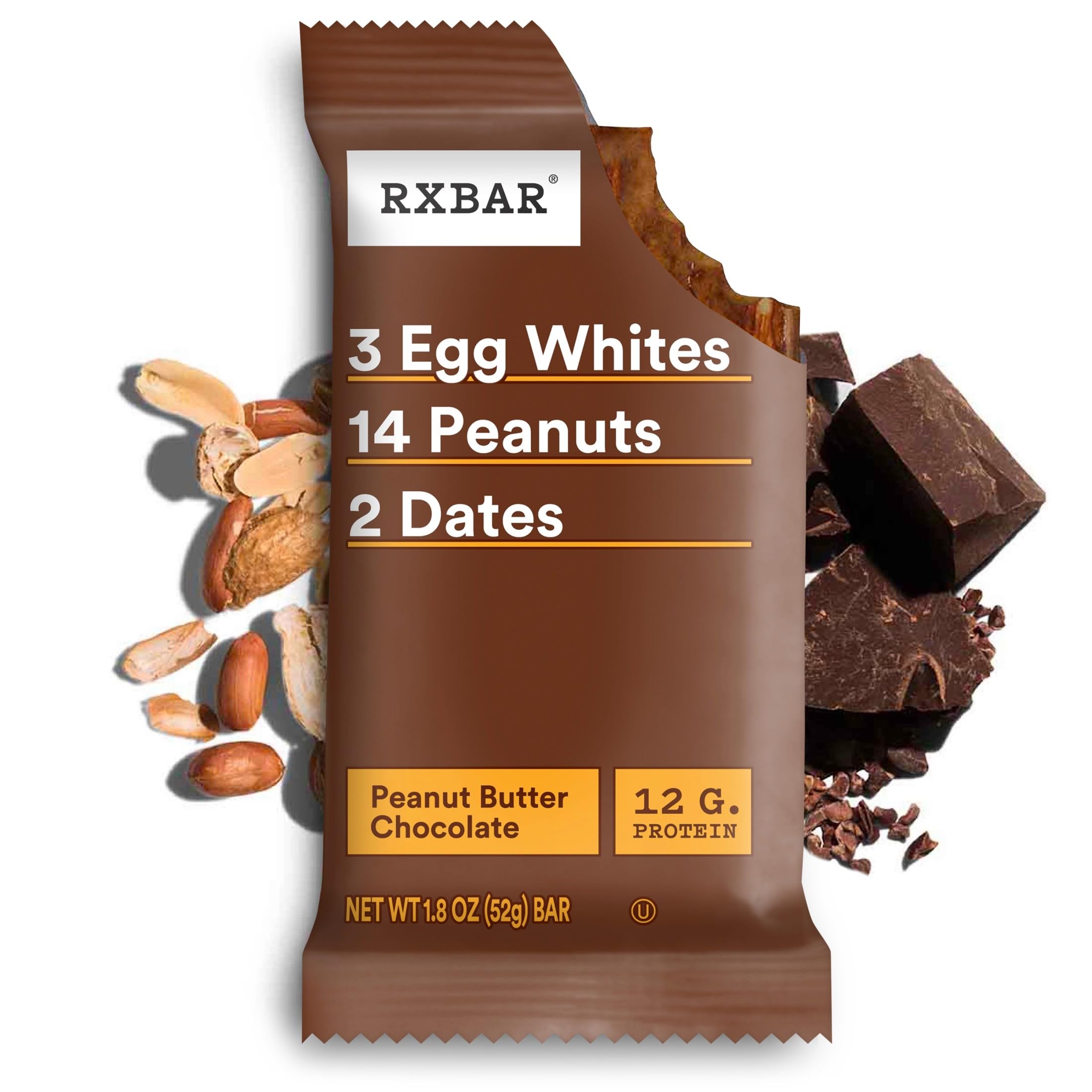 RXBAR barra partida enseñando el interior y densidad proteica