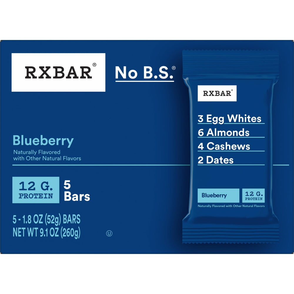 RXBAR caja abierta con cinco barritas manteniendo frescura y conveniencia