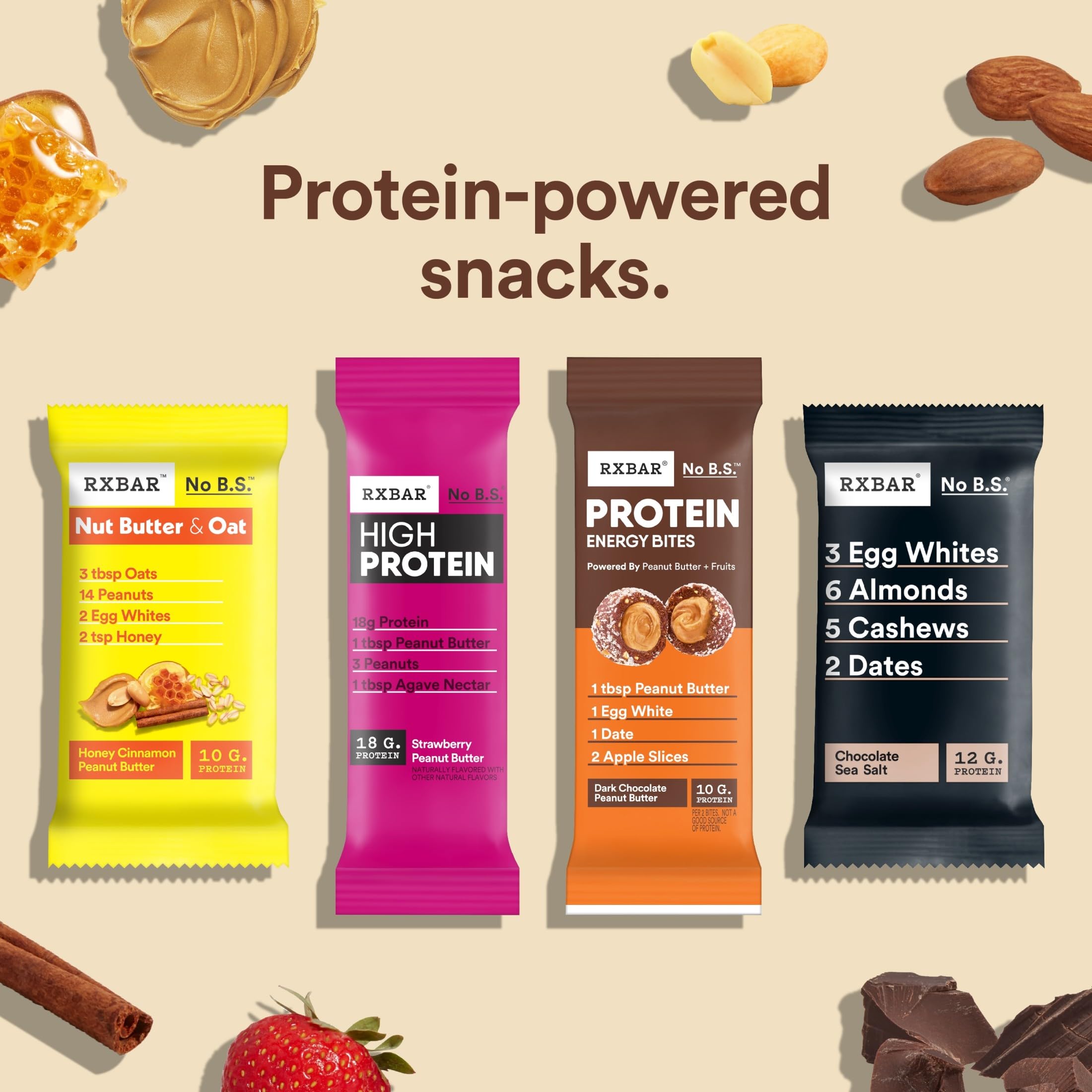 RXBAR ingredientes naturales: dátiles y manzana que aportan energía
