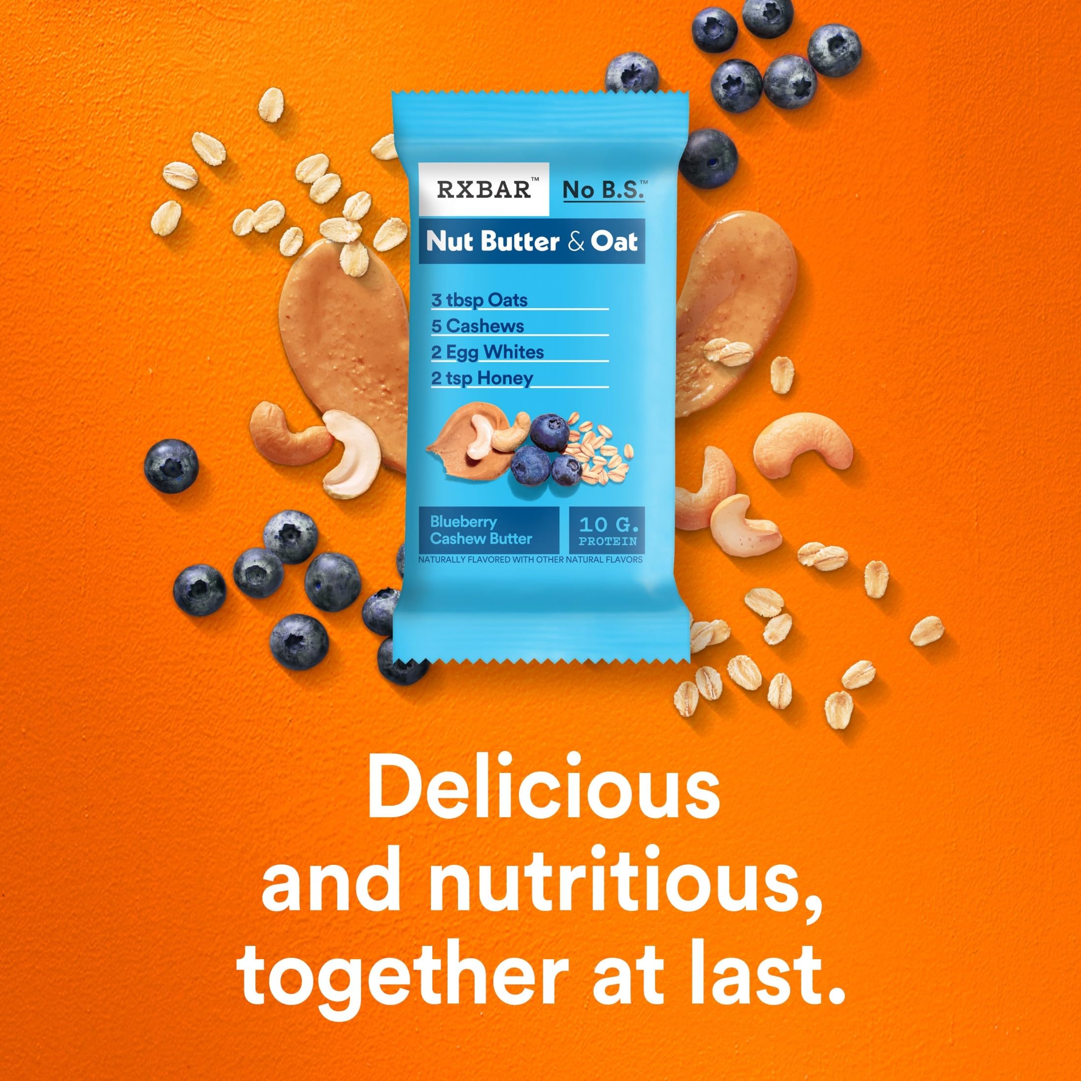 RXBAR etiqueta nutricional en primer plano mostrando 10g de proteína