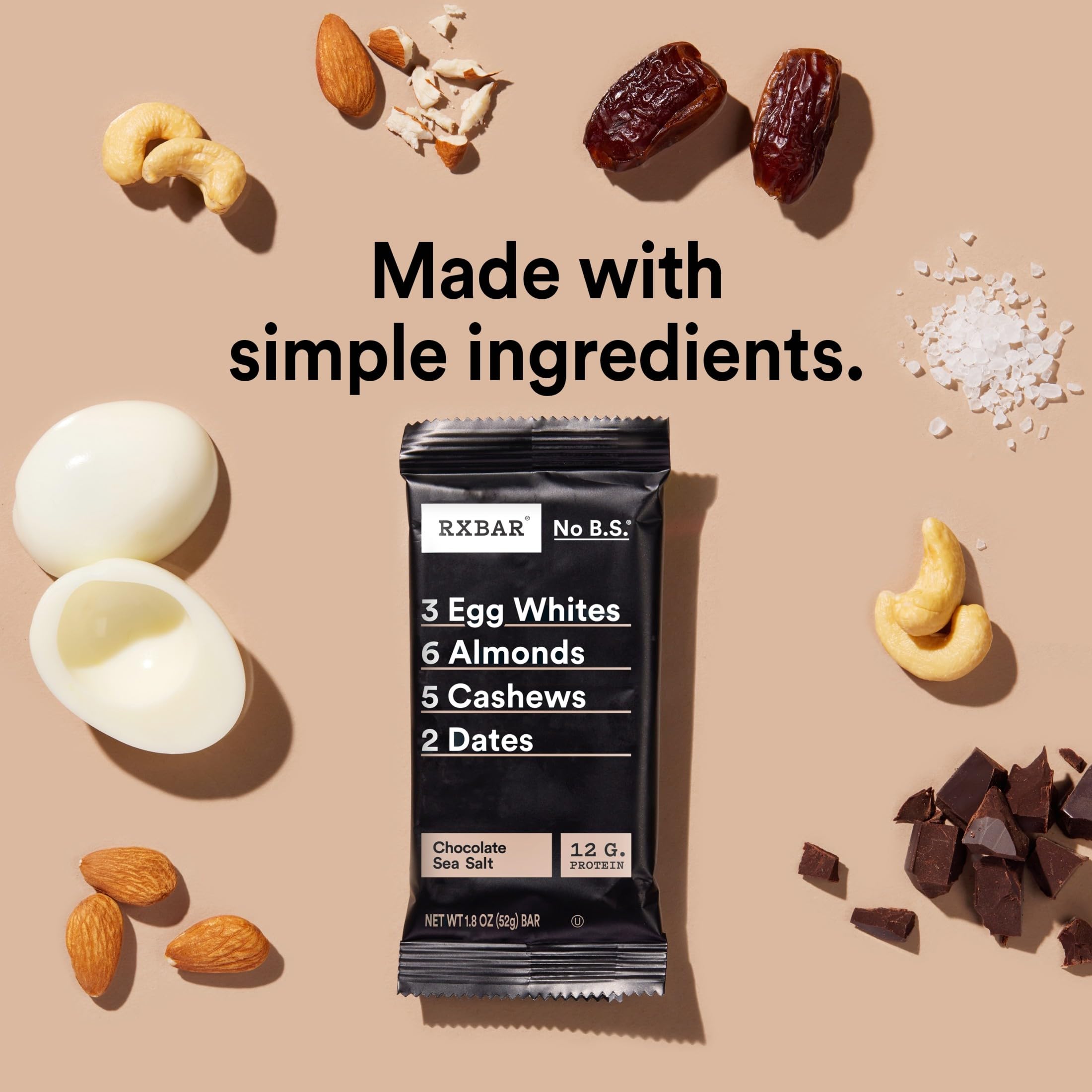 RXBAR ingredientes: dátiles y almendras, aporta dulzura natural y fibra