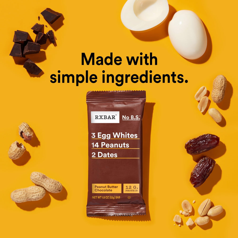 RXBAR dátiles y claras de huevo como ingredientes visibles y naturales