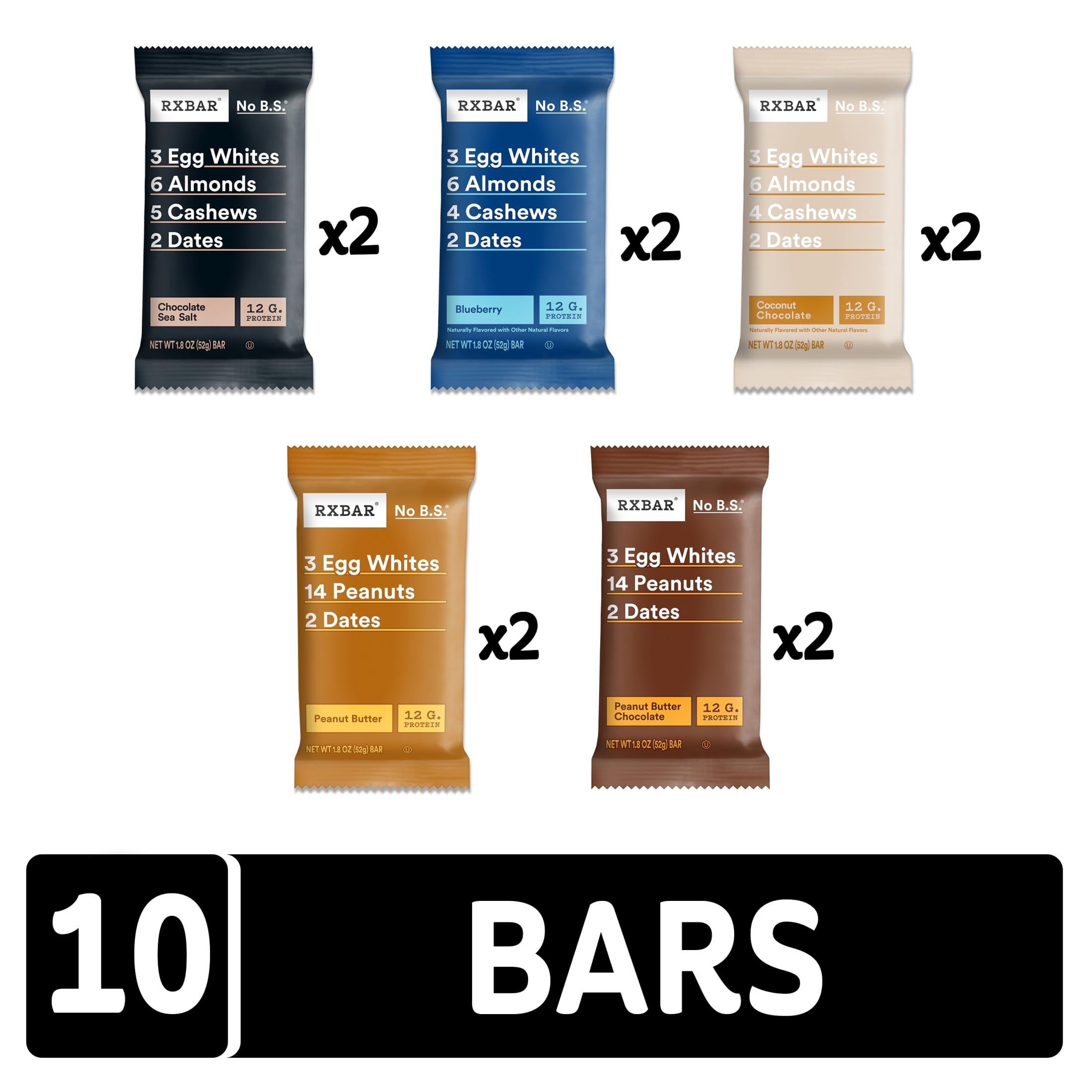 Primer plano textura de una barra RXBAR con nueces y dátiles para claridad de ingredientes