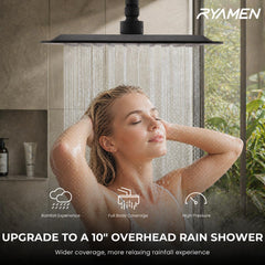 Ryamen primer plano de la ducha de mano mostrando boquillas y agarre cómodo para control