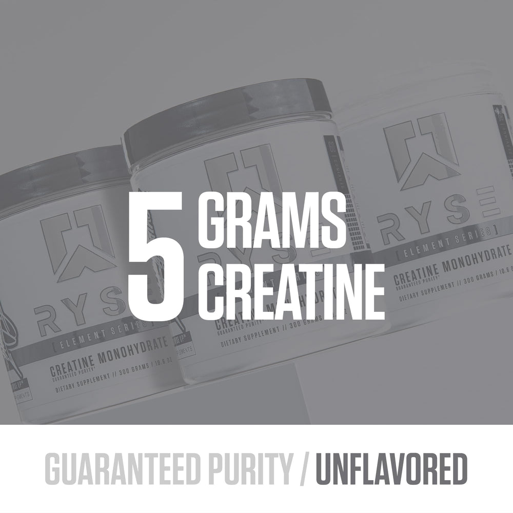 Detalle de textura del polvo RYSE Creatine Monohydrate que evidencia pureza y micronizado