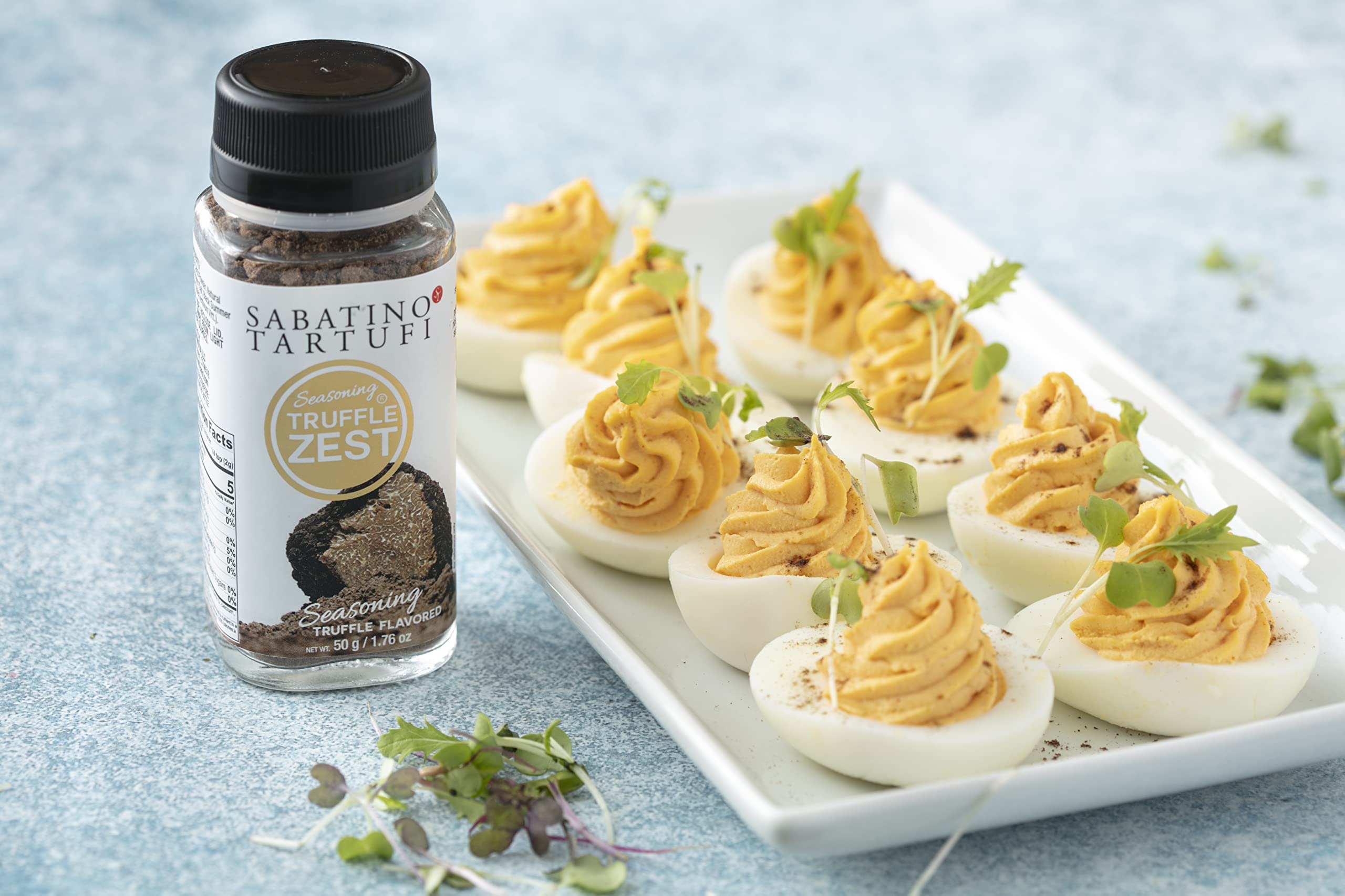Sabatino Truffle Zest etiqueta con certificaciones Kosher y Non-GMO, confianza en calidad