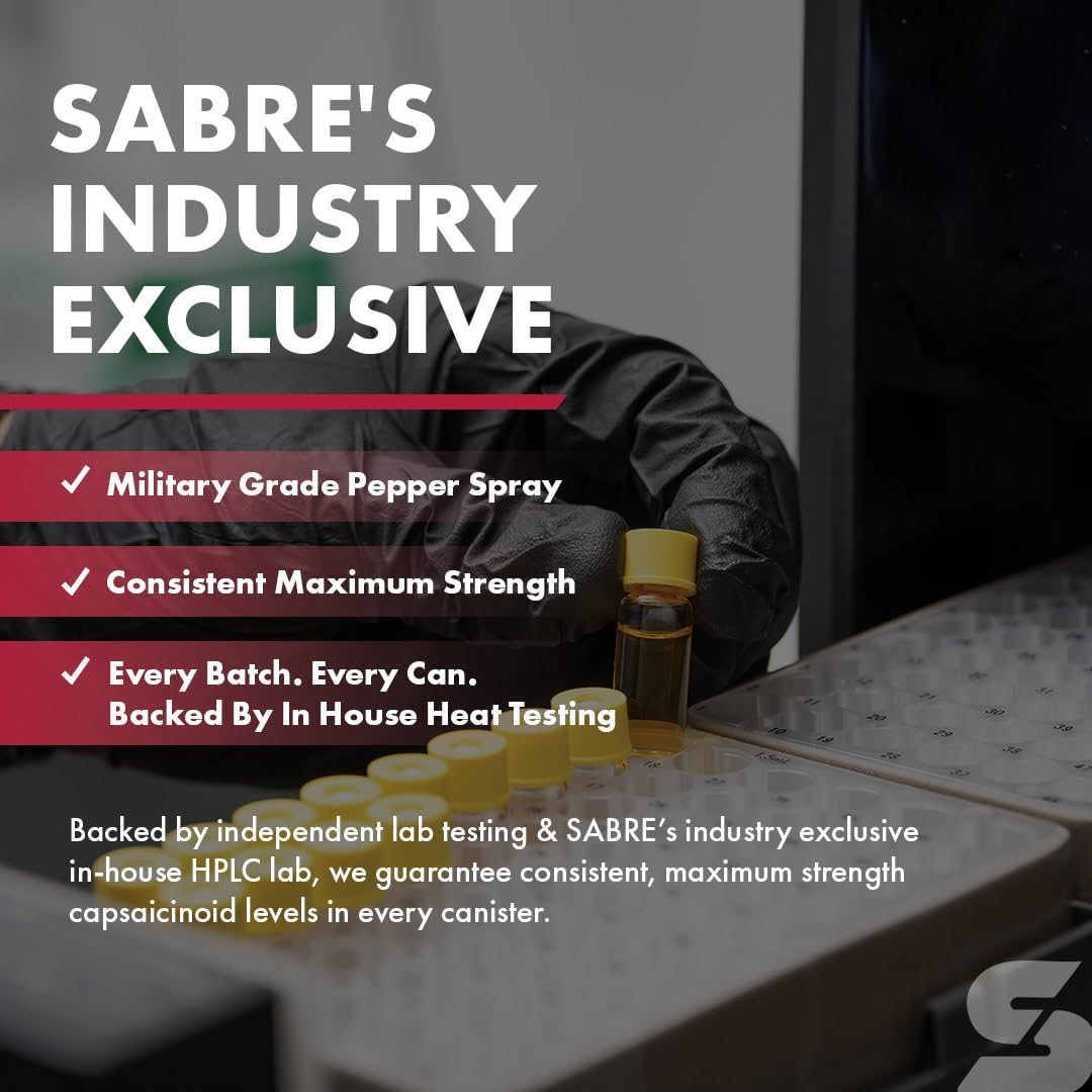 SABRE Crossfire comparación de tamaño con mano mostrando portabilidad