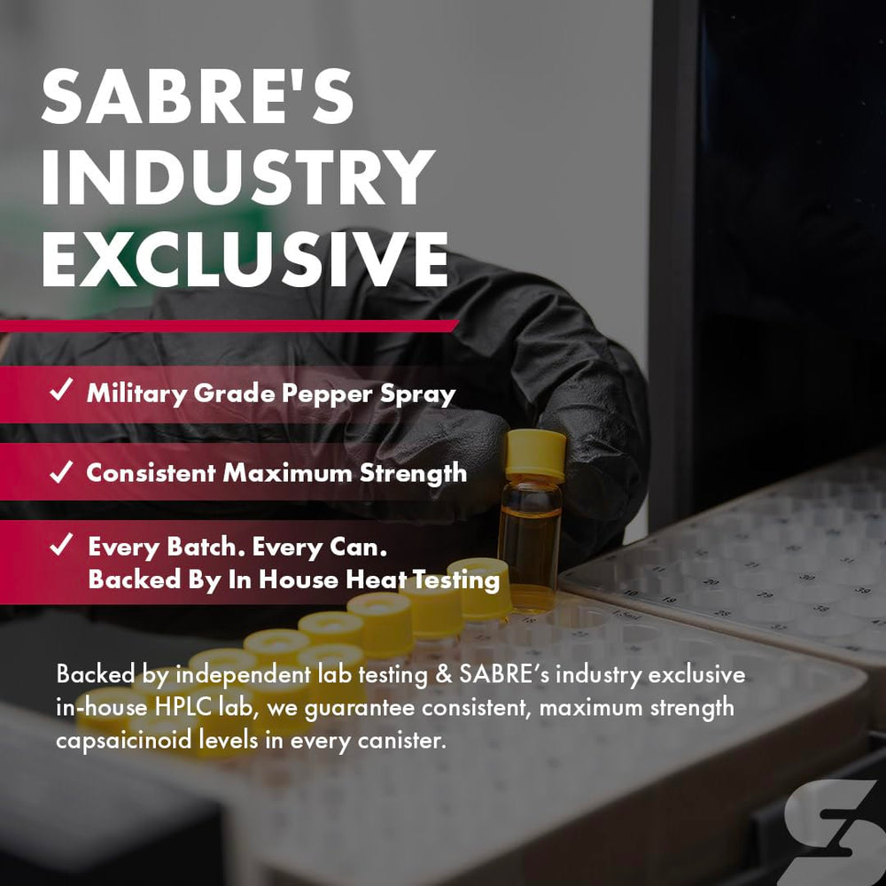 SABRE Crossfire comparación de tamaño con mano mostrando portabilidad