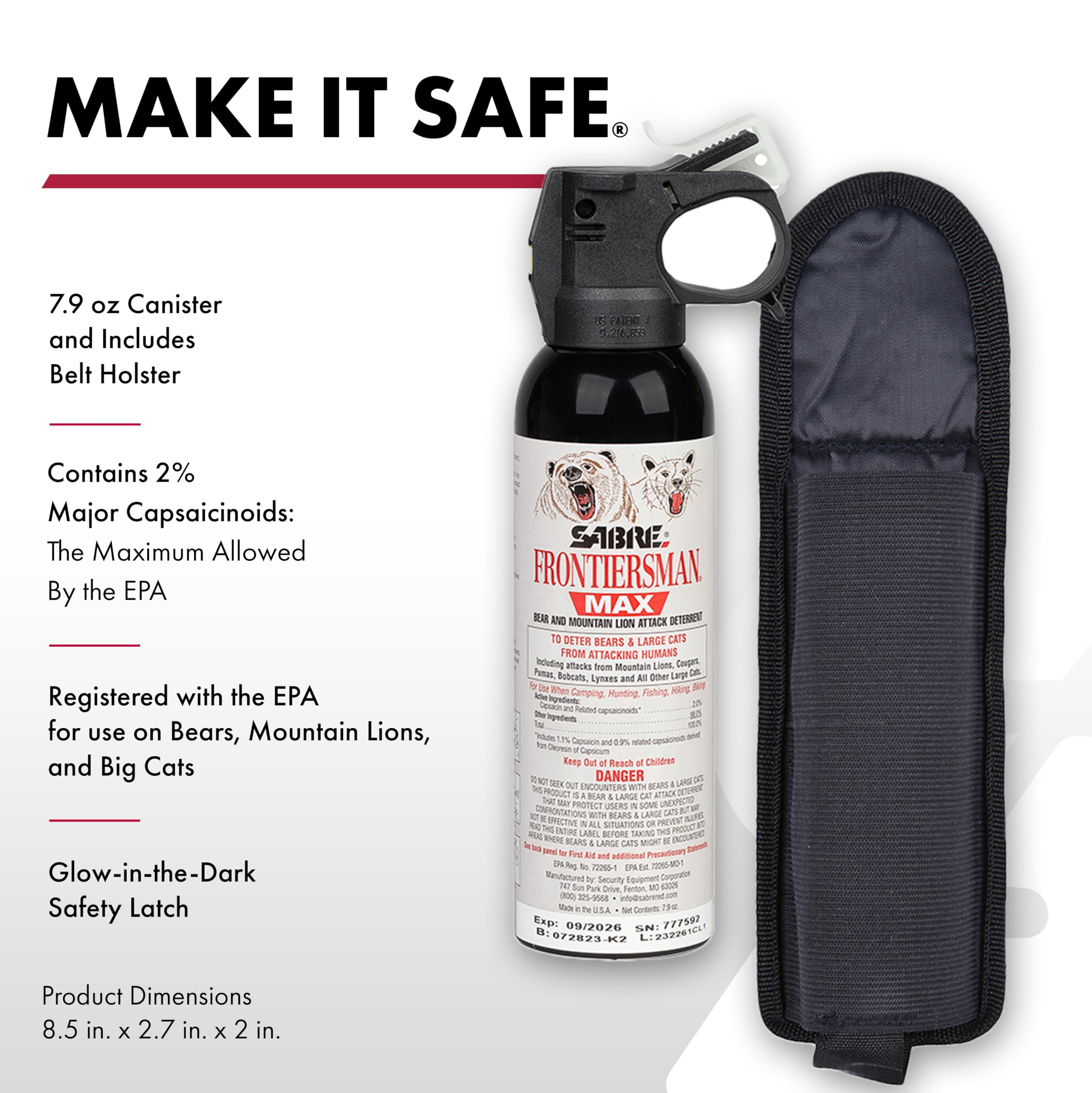 SABRE Frontiersman MAX primer plano de boquilla para liberación rápida y precisa