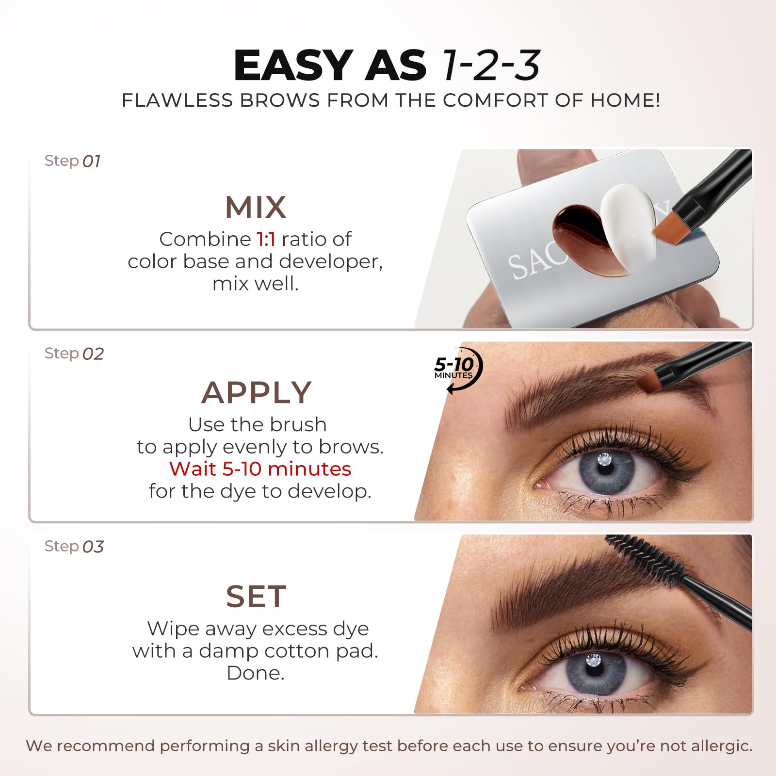 SACE LADY resultados antes y después con cejas más densas y naturales