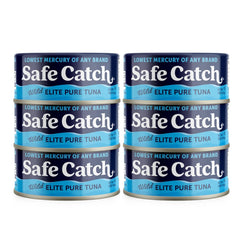 Safe Catch lata frontal visible mostrando marca y tamaño 5 oz, seguridad