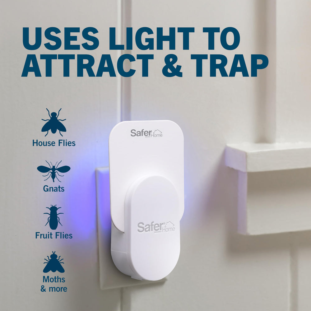 Safer luz LED UV en primer plano que atrae insectos de forma no química