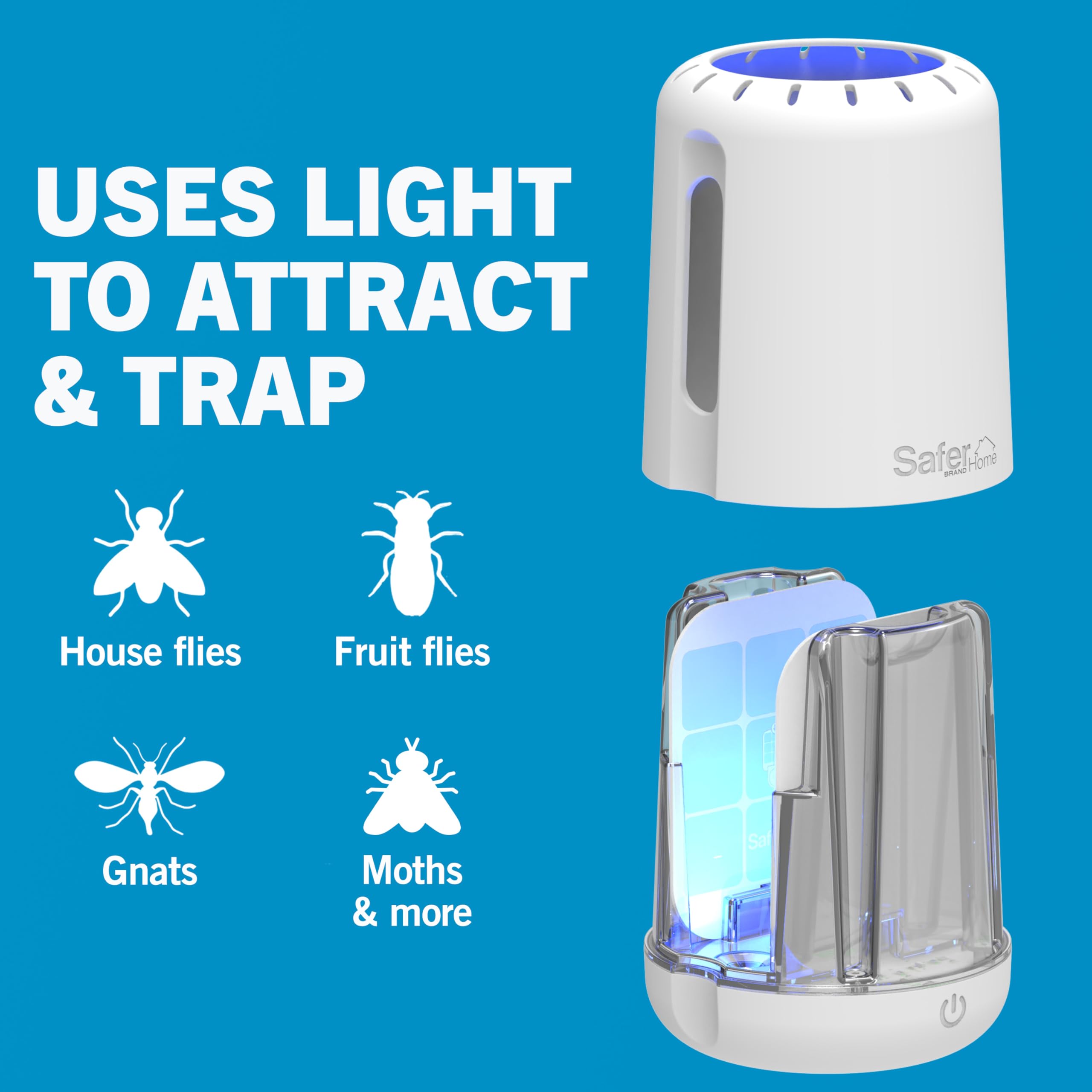 Safer trap on covered patio controlling gnats and moths near seating