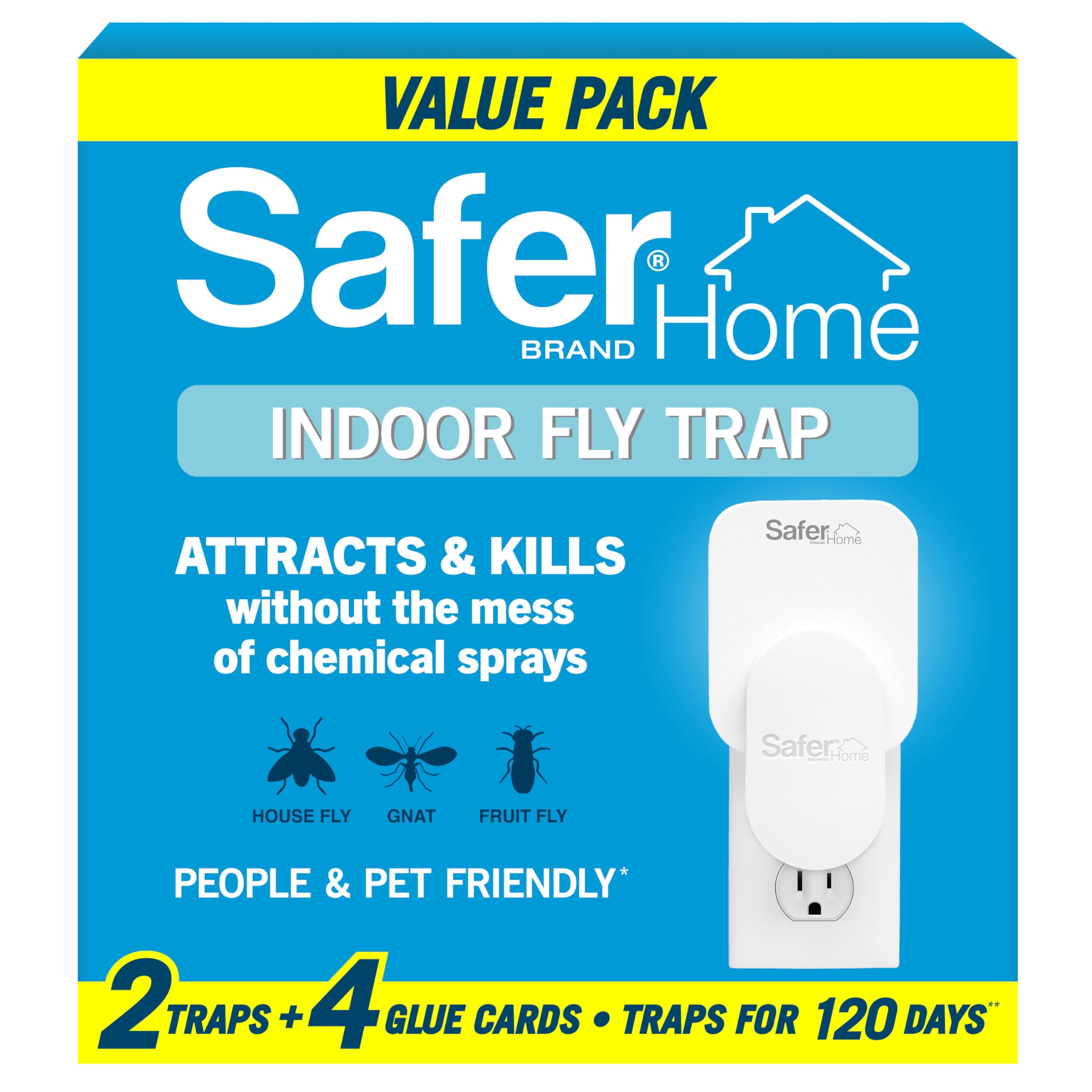 Safer Home vista frontal del dispositivo enchufable, diseño discreto y efectivo