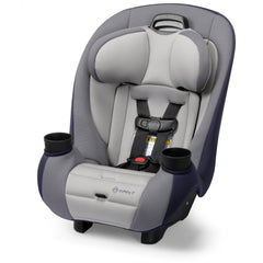 Safety 1st vista frontal del asiento Ellaris mostrando diseño slim y color London Blue, máxima compatibilidad
