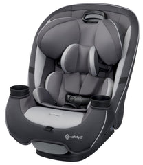 Safety 1st vista frontal del embalaje mostrando la silla y color Iron Frost, versatilidad