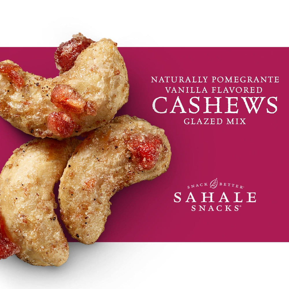 Sahale Snacks primer plano de manzana infusionada con granada resaltando frescura frutal