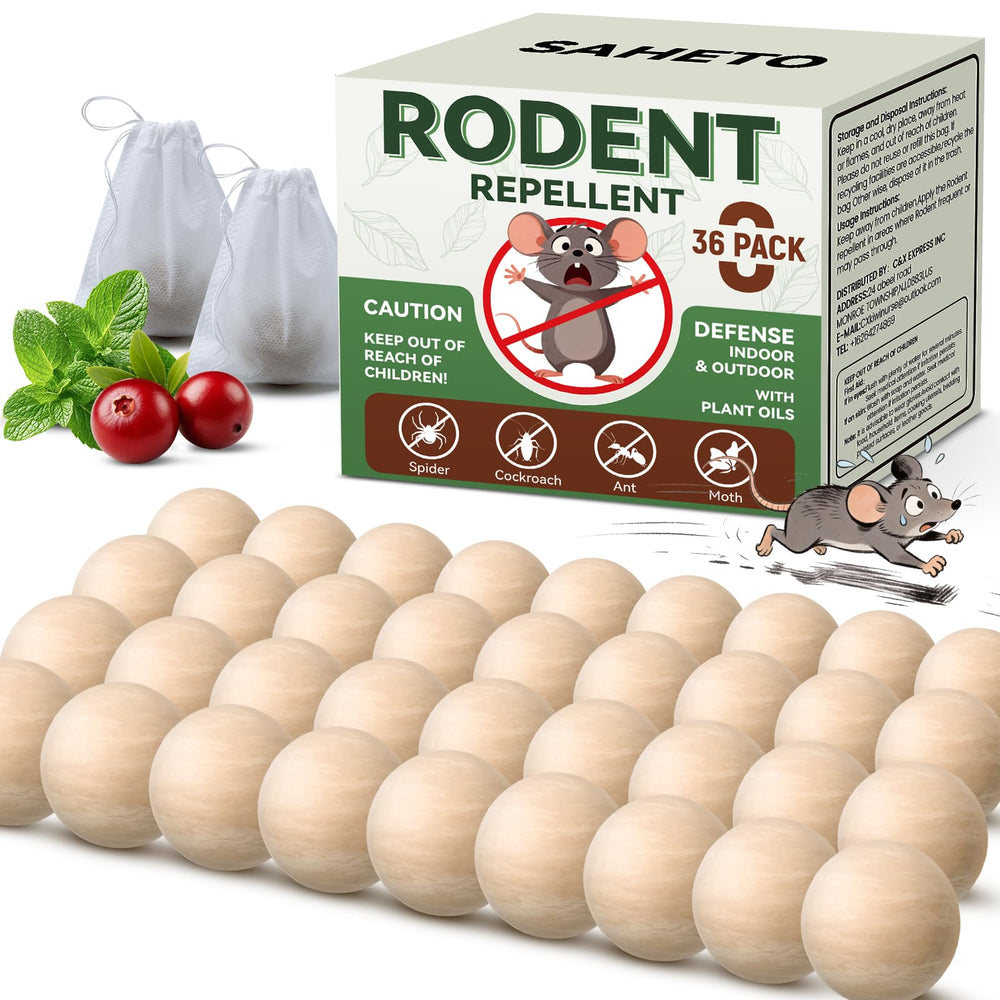 SAHETO front packaging showing 36 balls and included pouches, clear product view and benefit