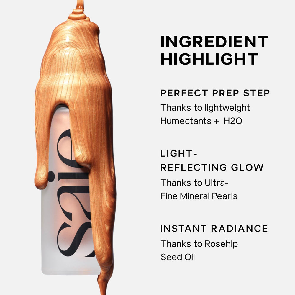 Saie mini glowy Super Gel en ambiente de tocador demostrando uso diario