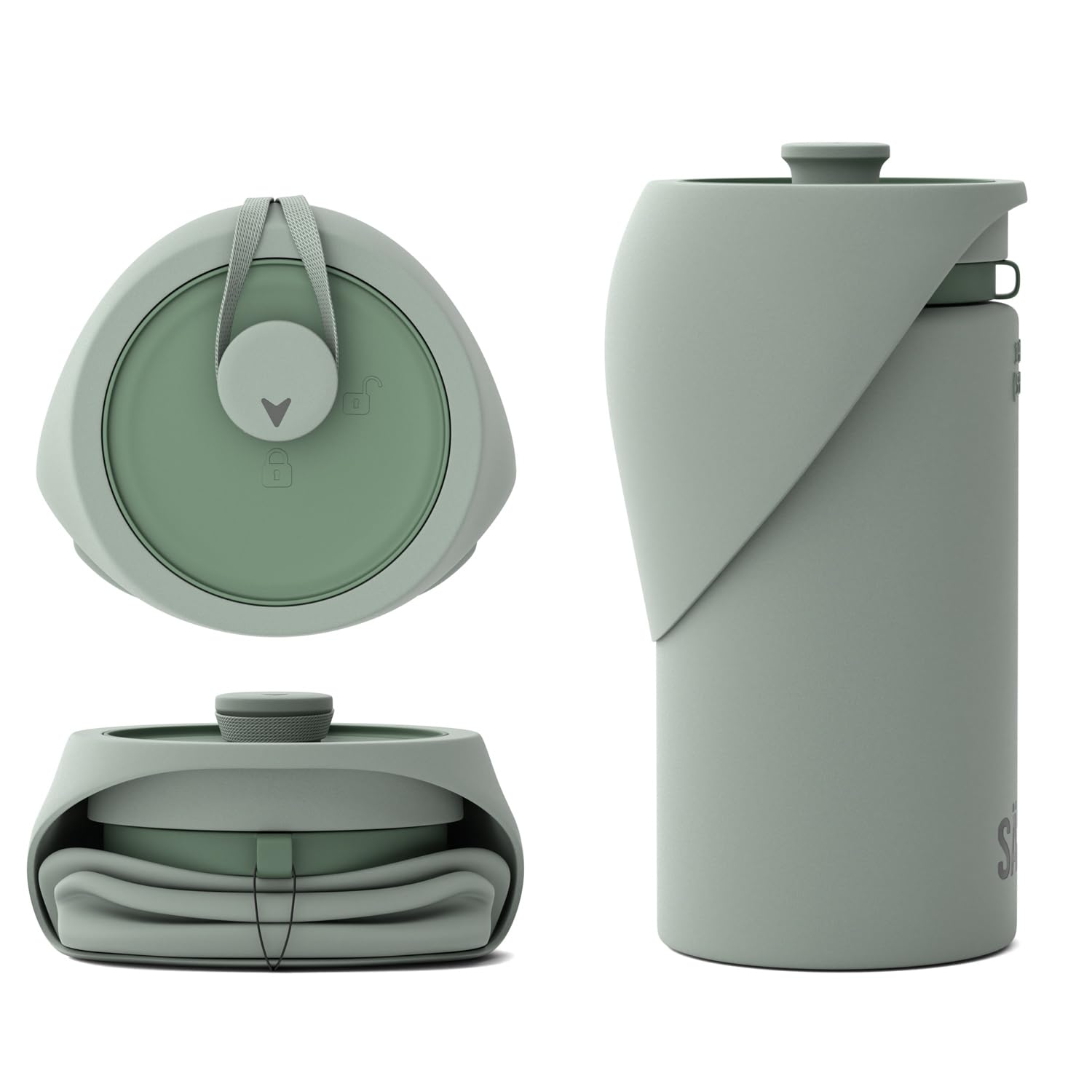 SÄKER Slurpy Sack frente del envase mostrando diseño portátil y beneficio de transporte