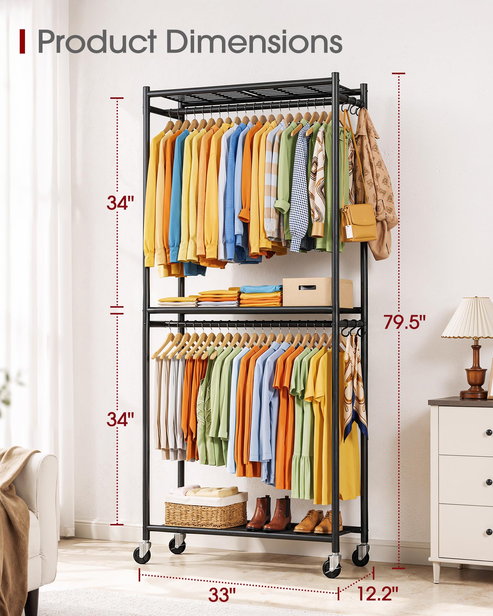 Sakugi perchero en dormitorio mostrando cómo organiza ropa y zapatos