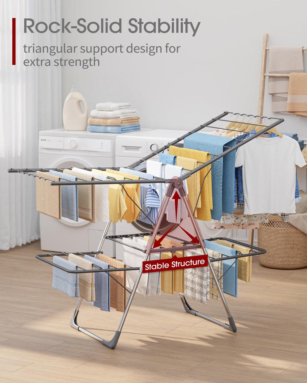Sakugi tendedero con sábanas colgadas optimiza secado uniforme