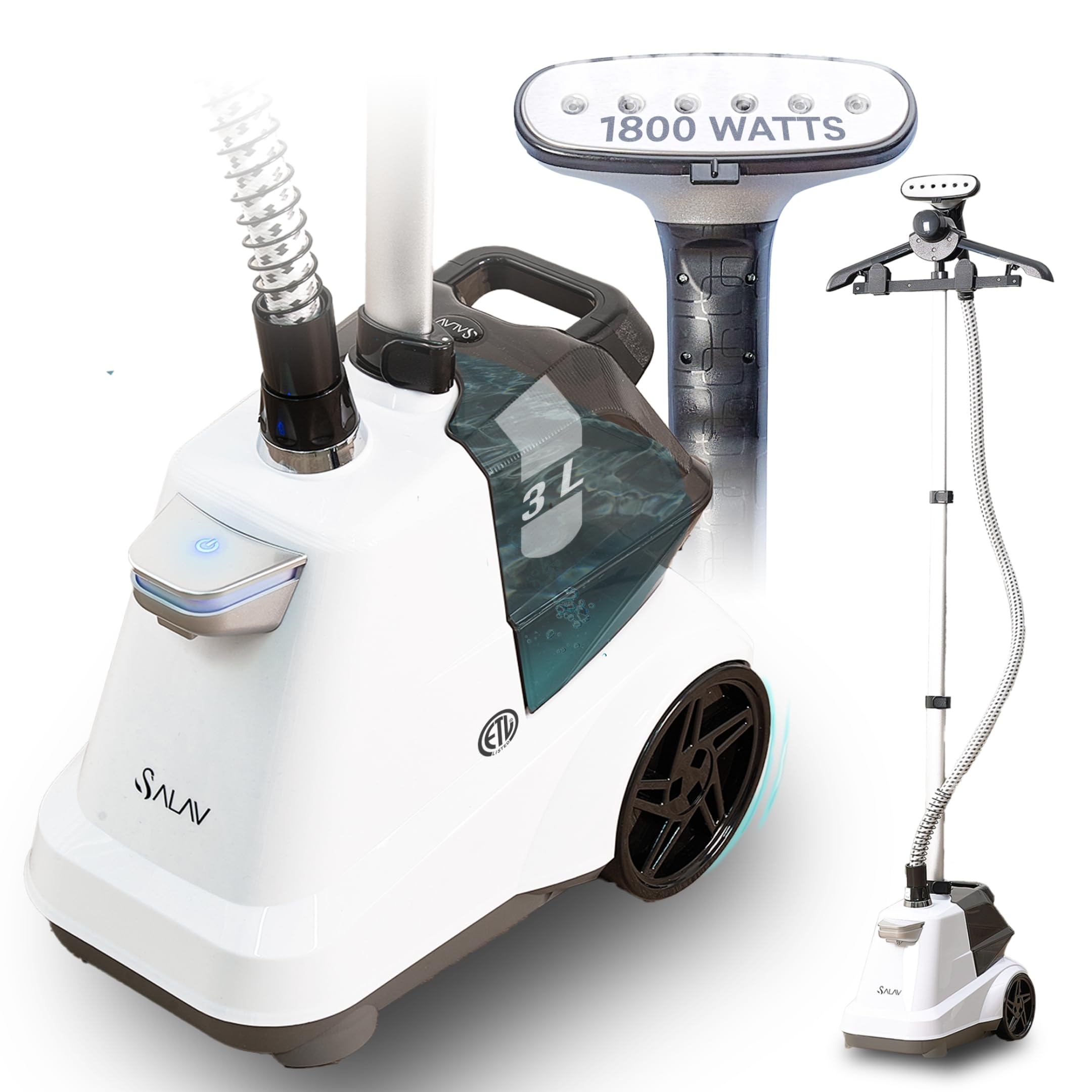 SALAV vista frontal del vaporizador profesional con diseño estable y ruedas