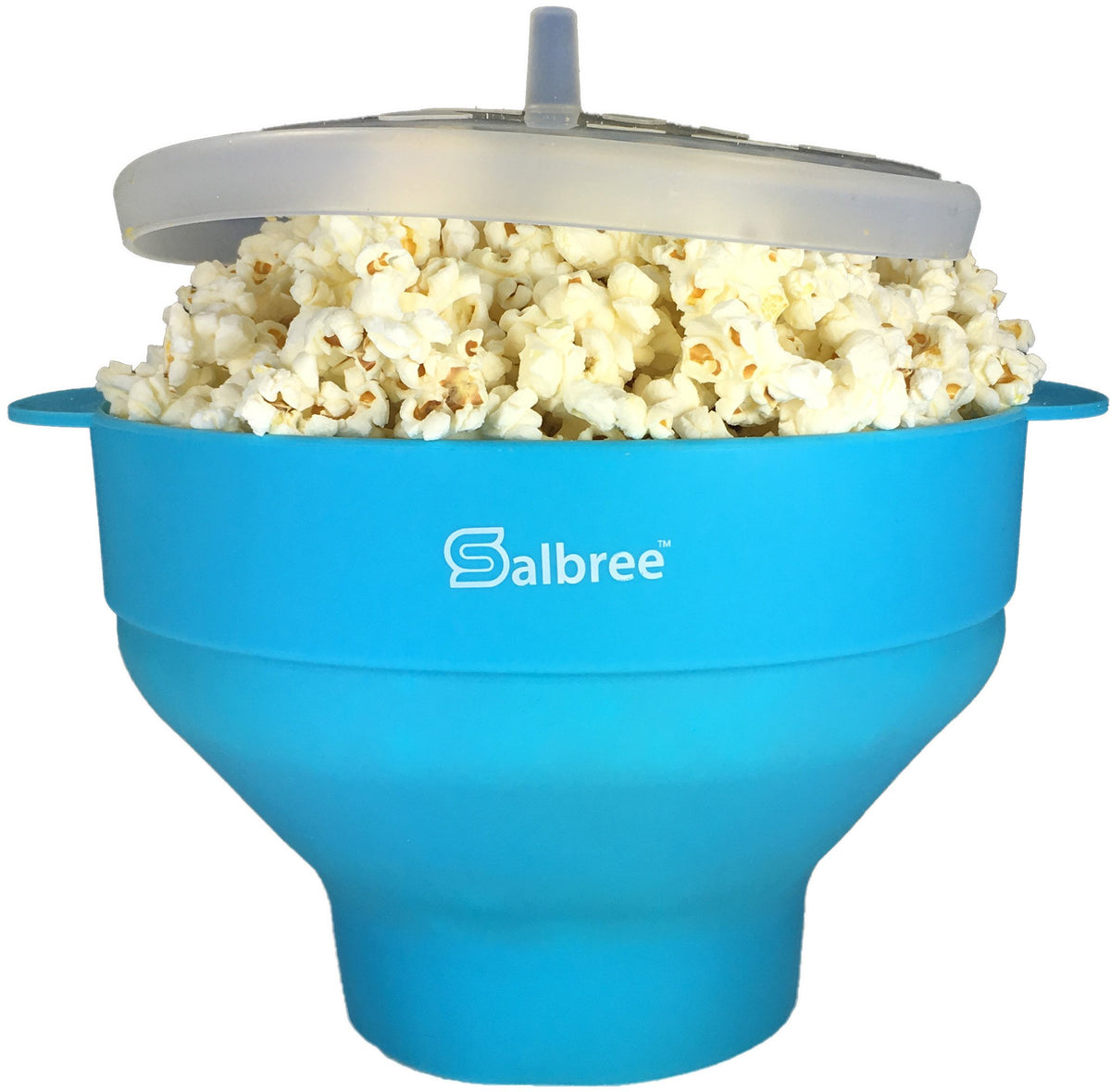 Salbree front view of turquoise popper showing compact design and color appeal