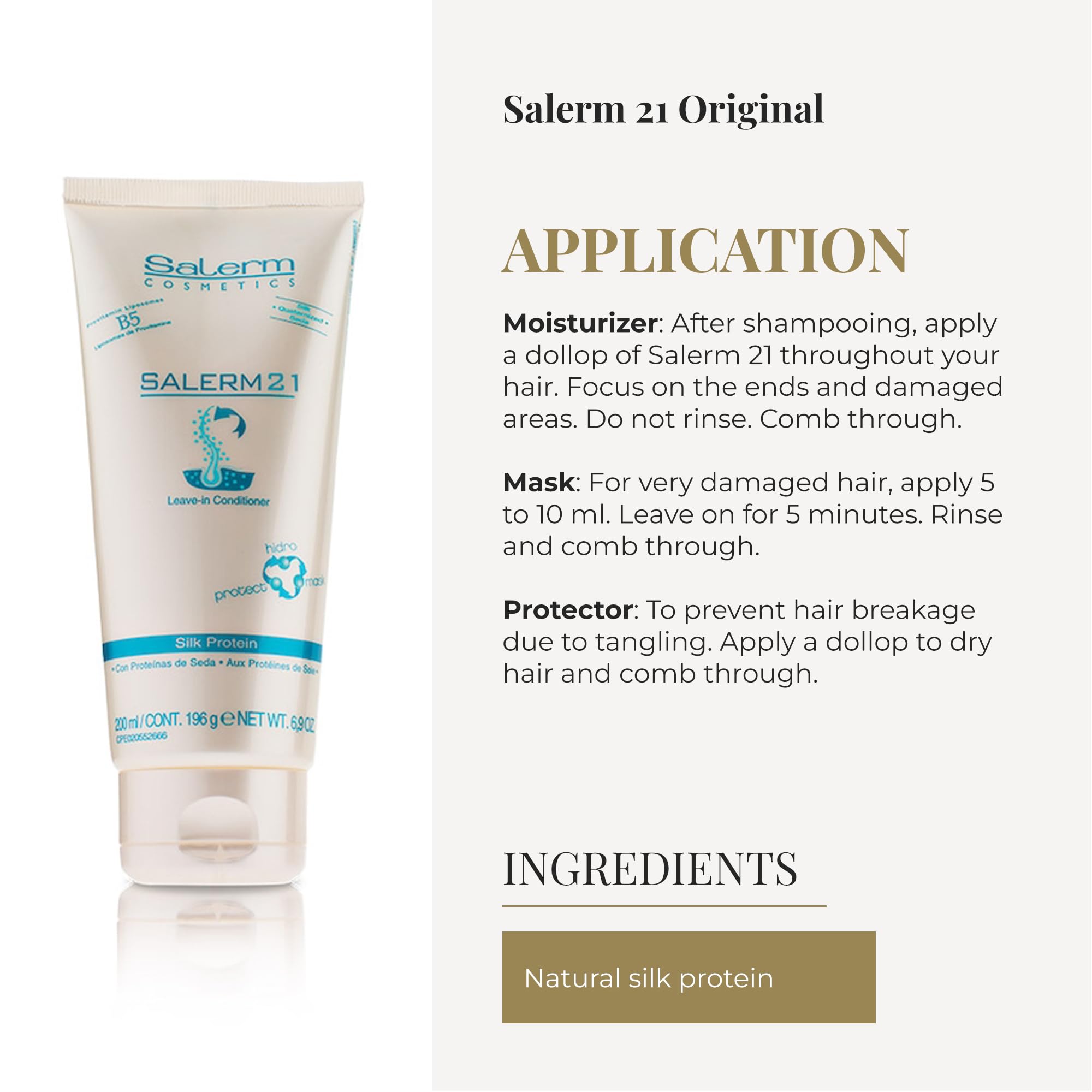 SALERM mascarilla enjuagable mostrando resultado de reparación rápida