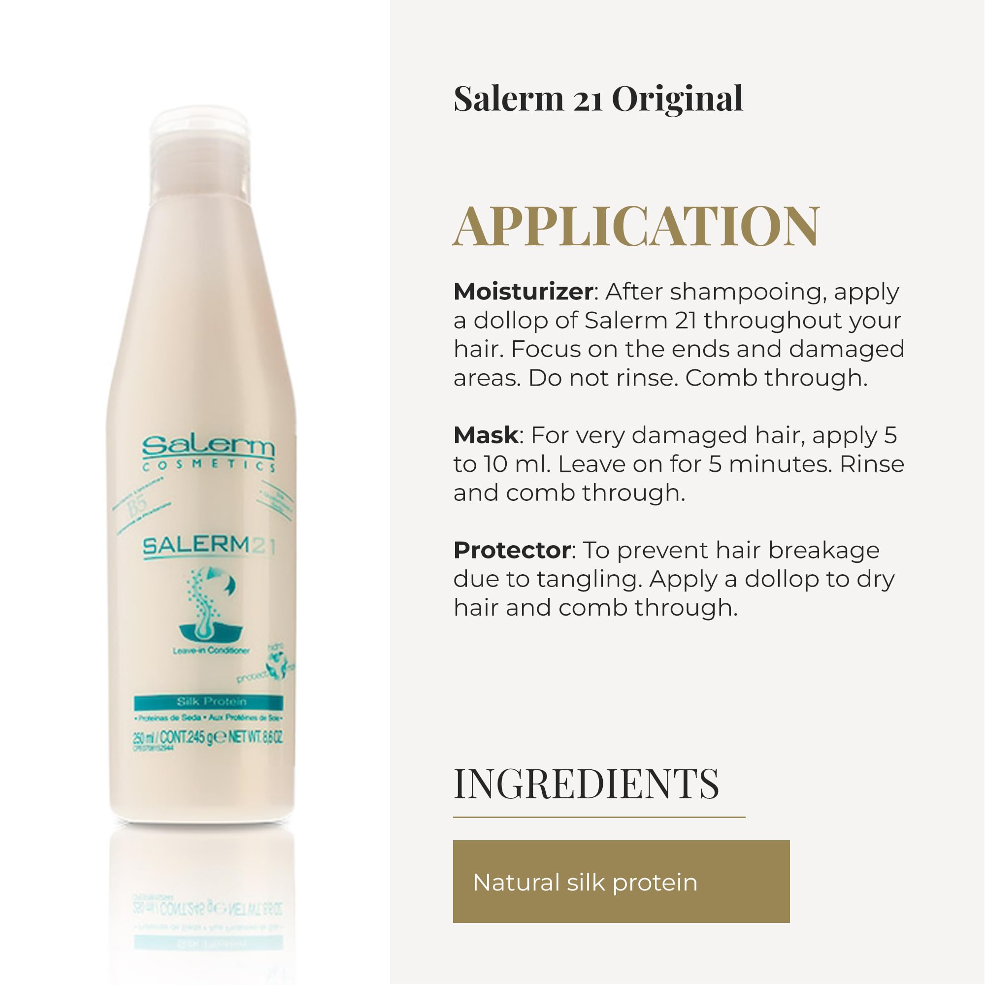 SALERM cabello húmedo tras aplicación con brillo visible