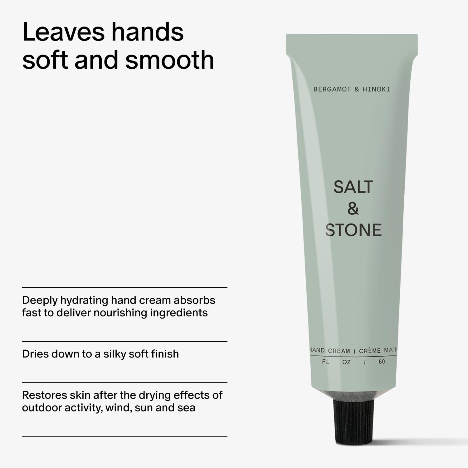 Salt & Stone aplicación en manos real mostrando acabado sedoso