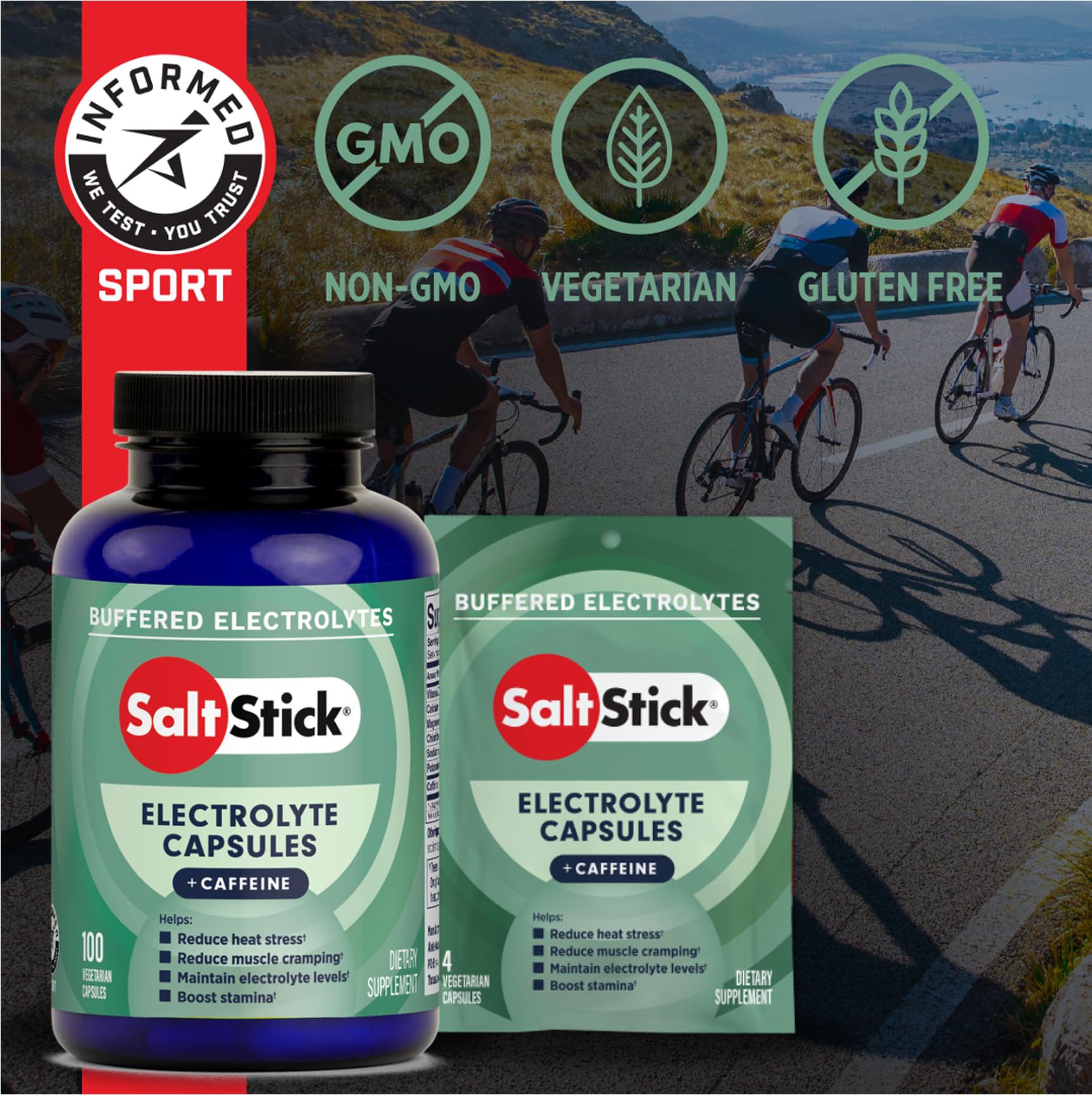 SaltStick etiqueta de ingredientes y certificación Informed-Sport clara
