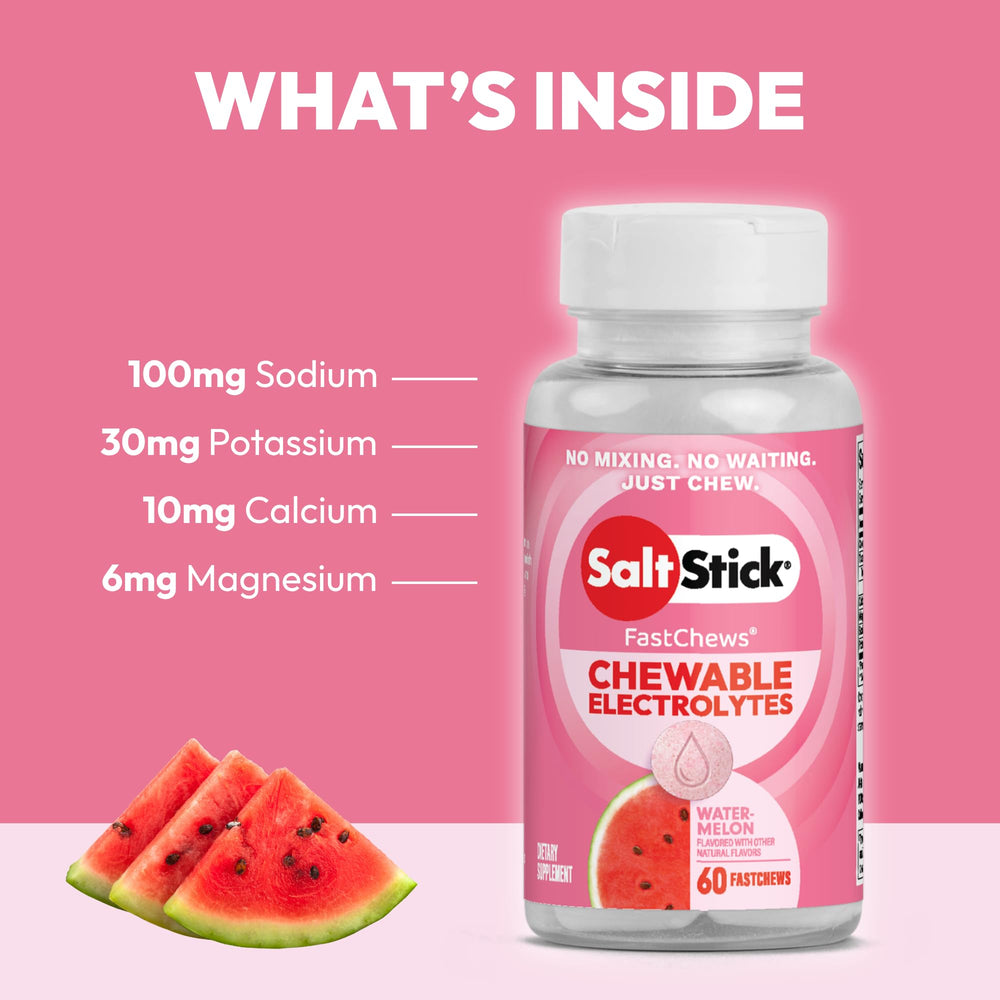SaltStick primer plano de tabletas masticables con textura visible