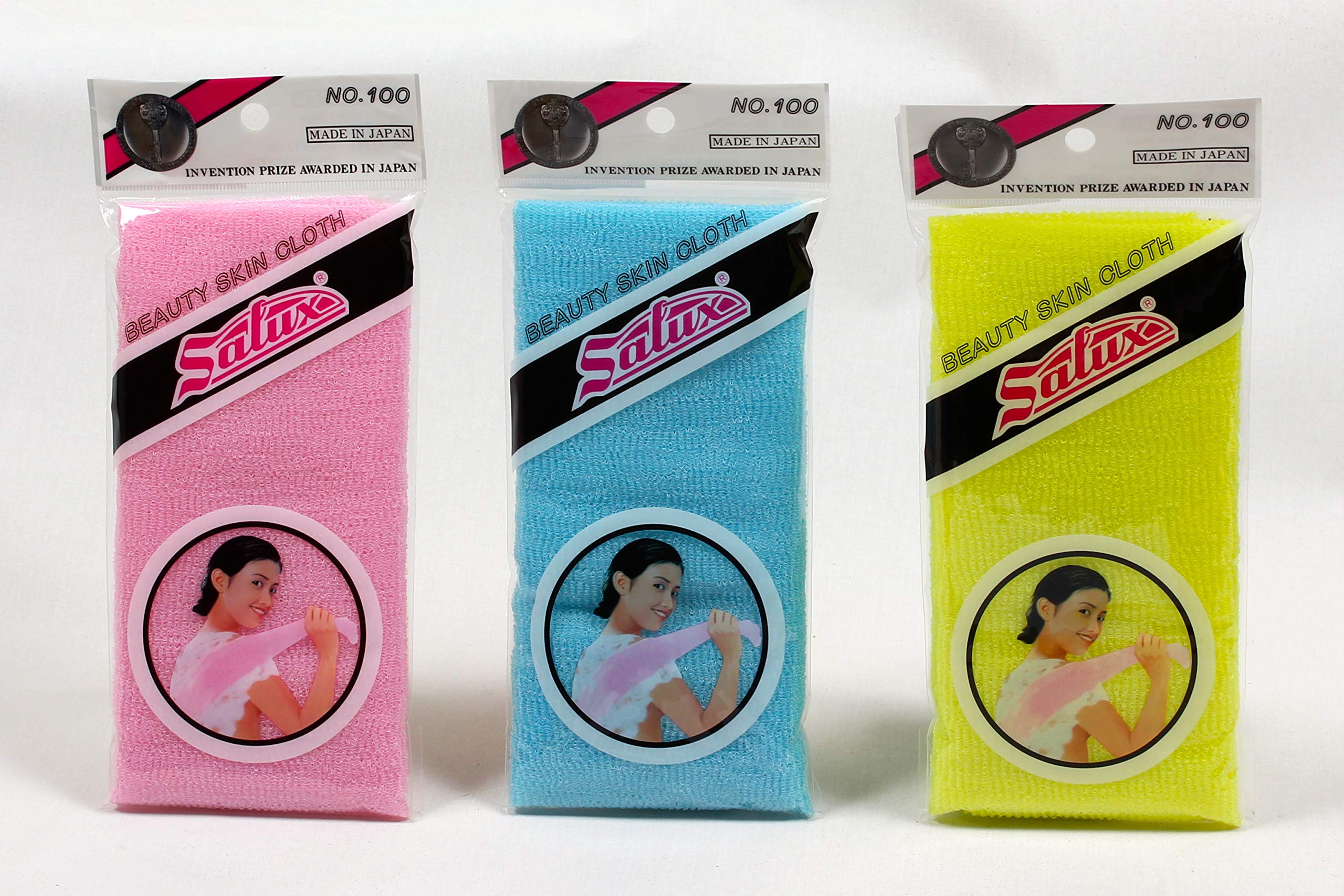 SALUX toallas frontales tres colores muestra del tamaño y colores