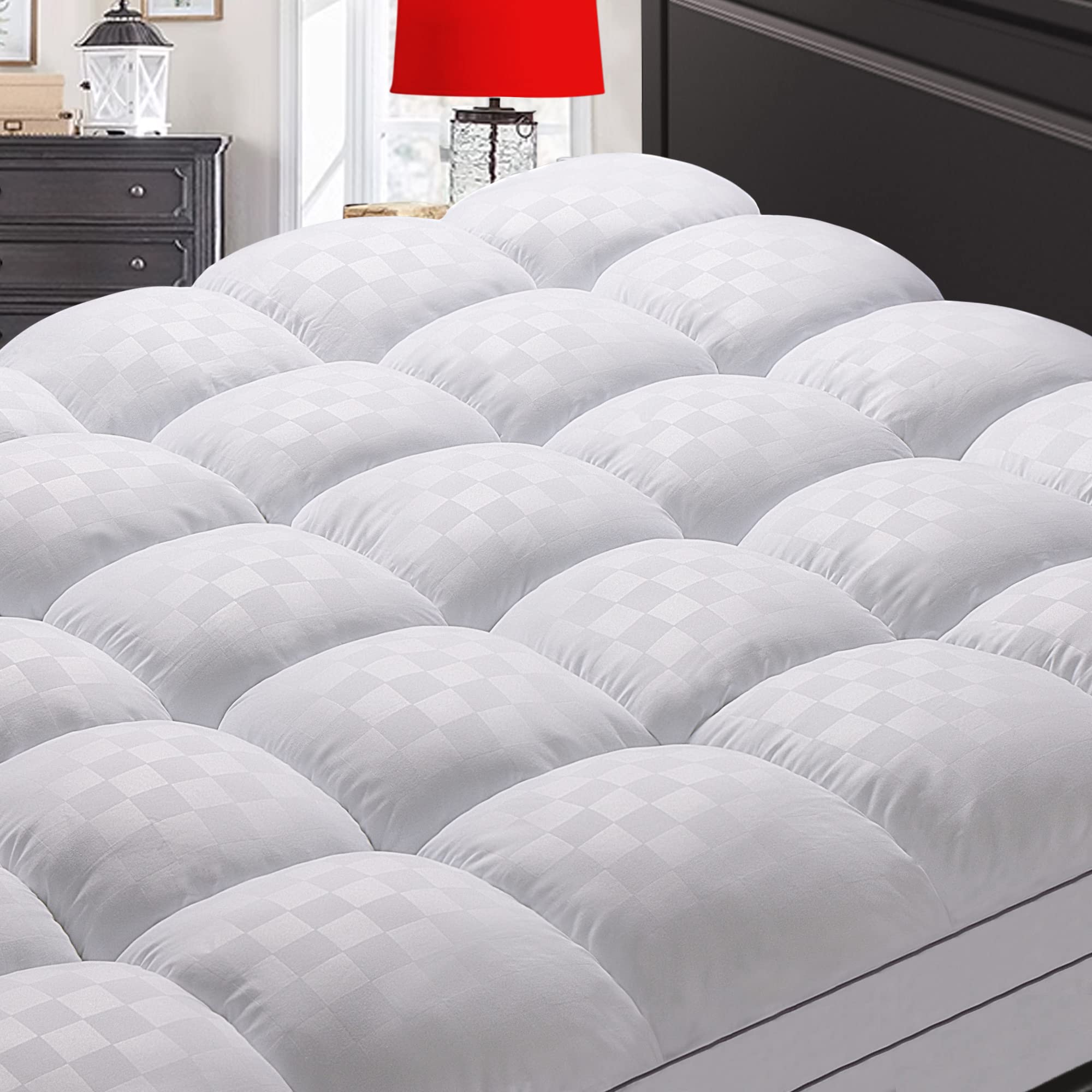 SameBed vista frontal del topper Queen mostrando acabado y tamaño, mejora confort