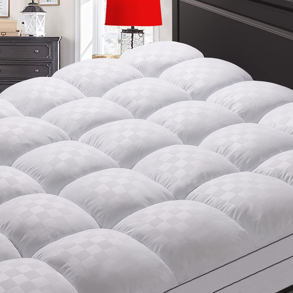 SameBed vista frontal del topper Queen mostrando acabado y tamaño, mejora confort