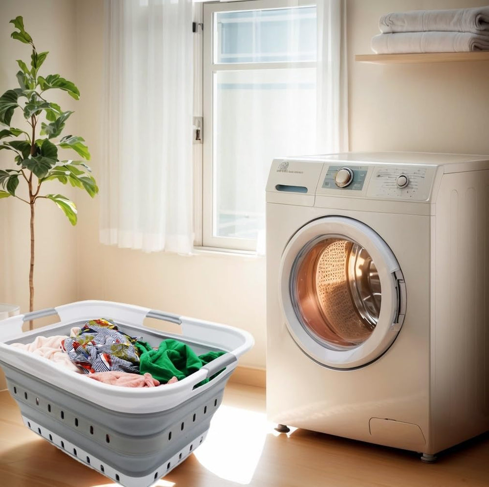 SAMMART cesta plegada plana ocupando poco espacio en armario