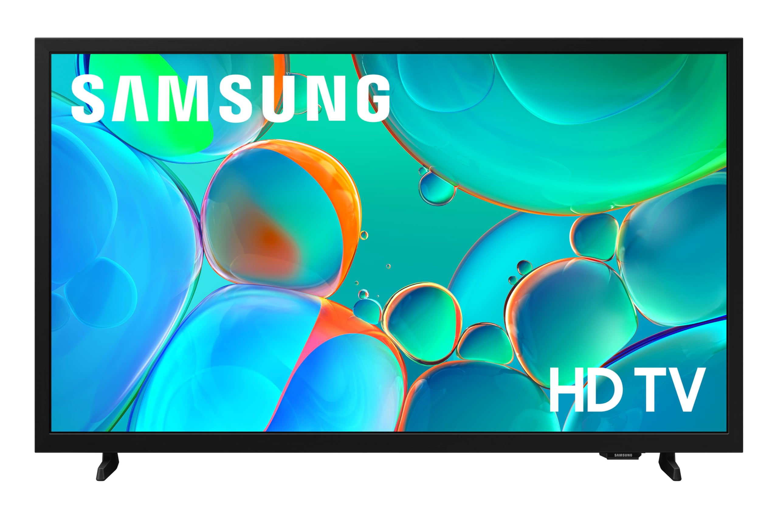 Samsung televisor frontal con pantalla HD mostrando colores vivos y beneficio visual